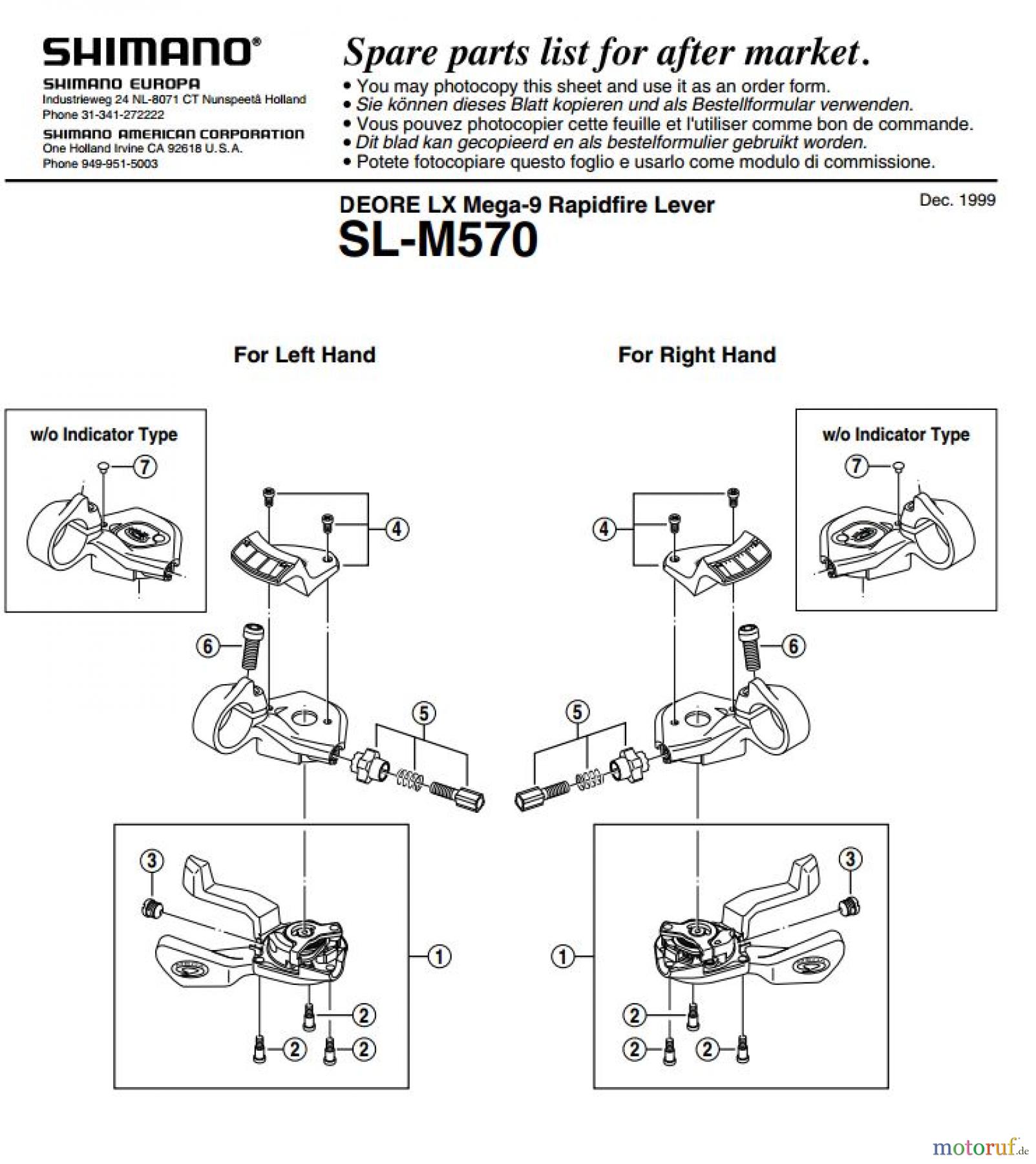 Shimano SL Shift Lever - Schalthebel SL-M570 DEORE LX Mega-9 Rapidfire Lever