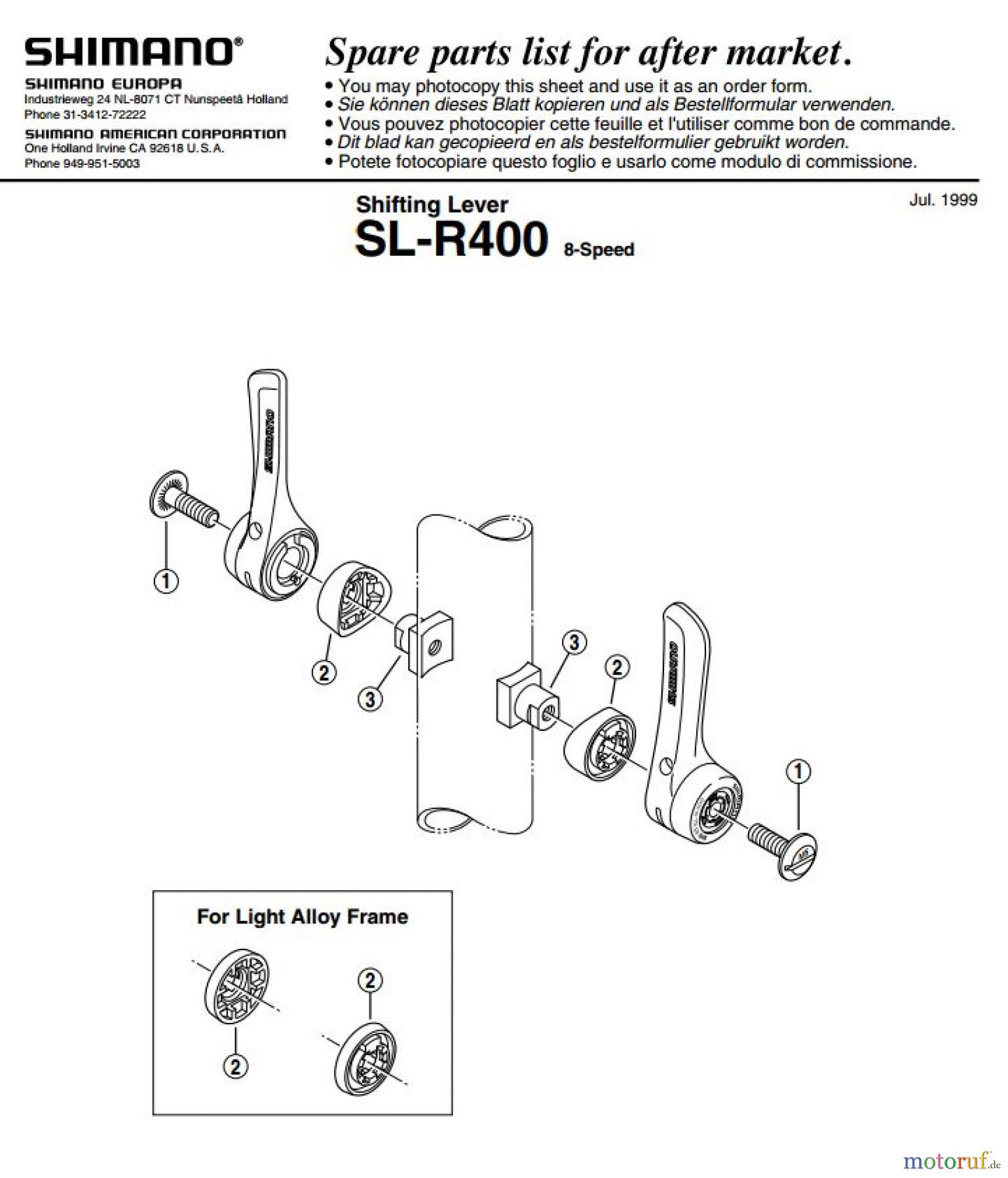 Shimano SL Shift Lever - Schalthebel SL-R400 Shifting Lever
