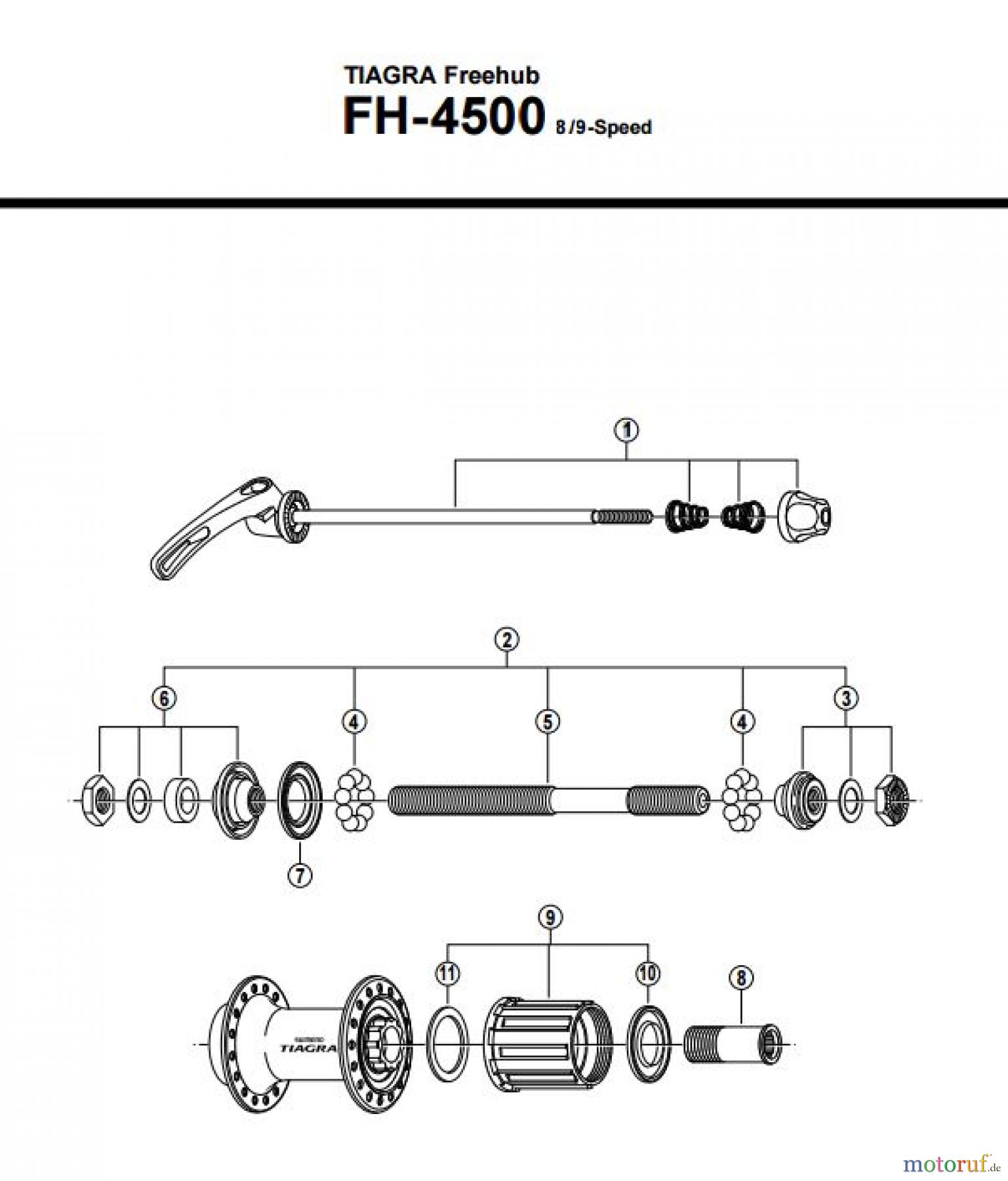 Shimano FH Free Hub - Freilaufnabe FH-4500, TIAGRA Freehub 8/9-Fach