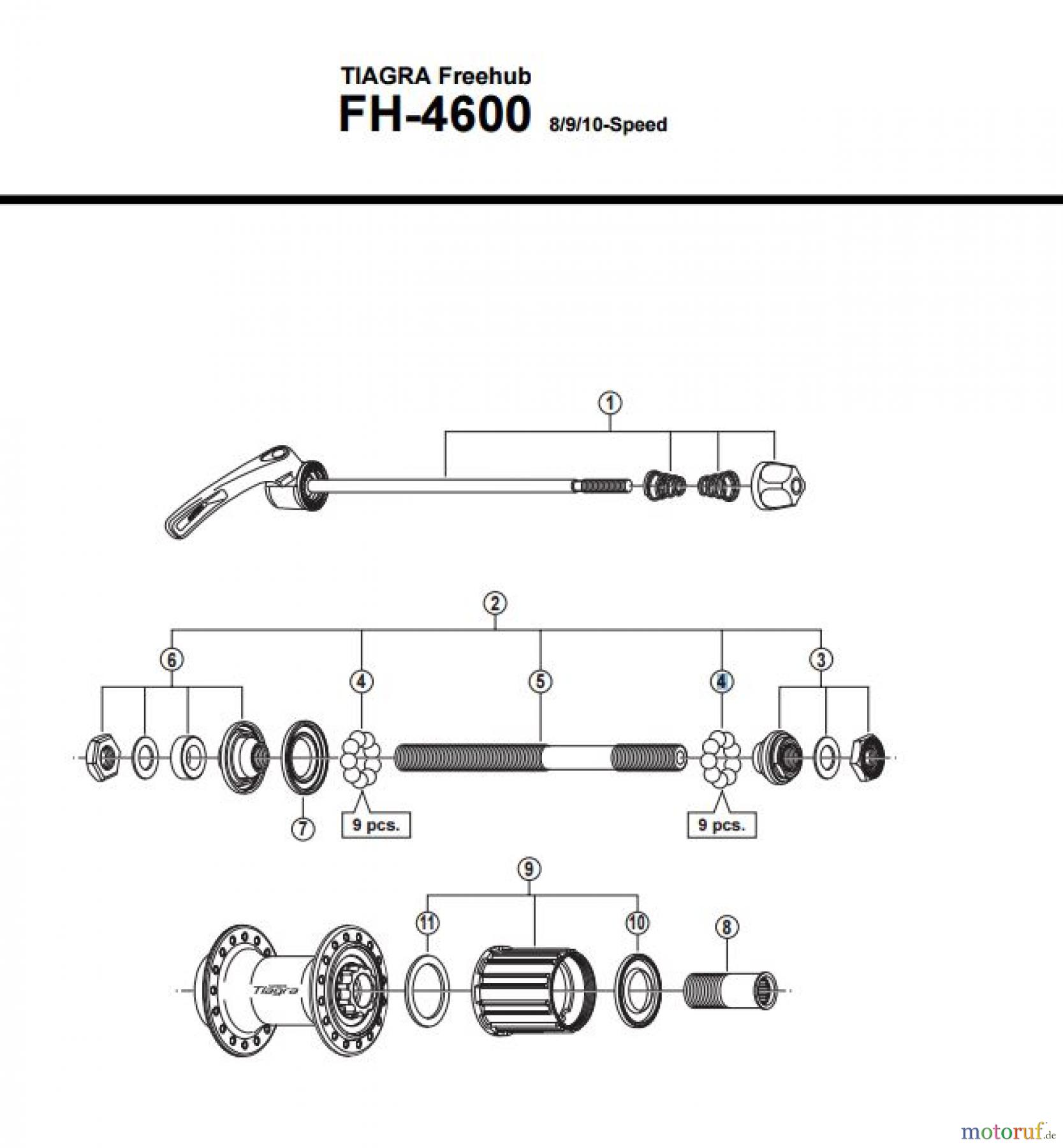 Shimano FH Free Hub - Freilaufnabe FH-4600 TIAGRA Freehub 8/9/10-fach