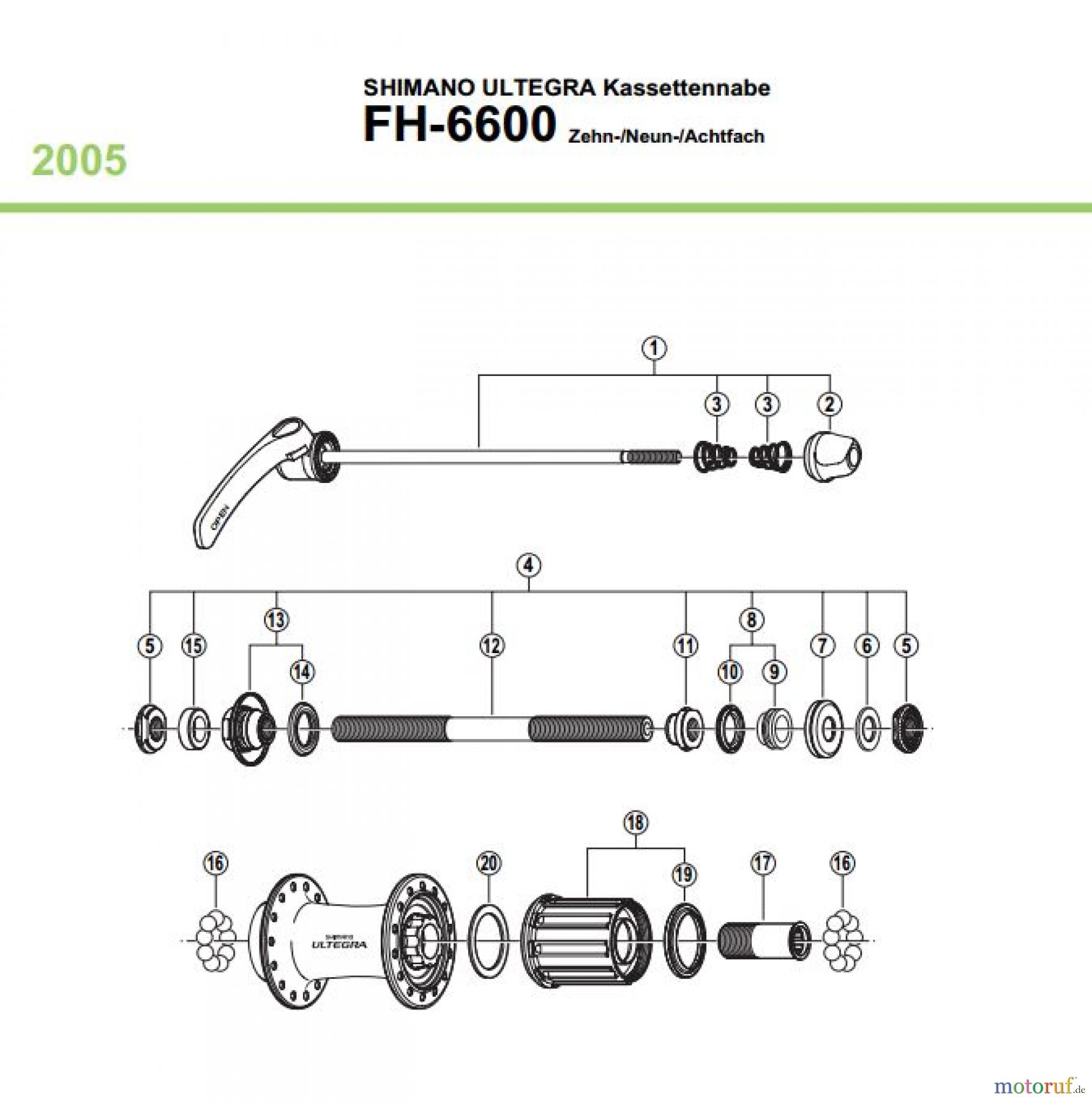 Shimano FH Free Hub - Freilaufnabe FH-6600 SHIMANO ULTEGRA Kassettennabe Zehn-/Neun-/Achtfach