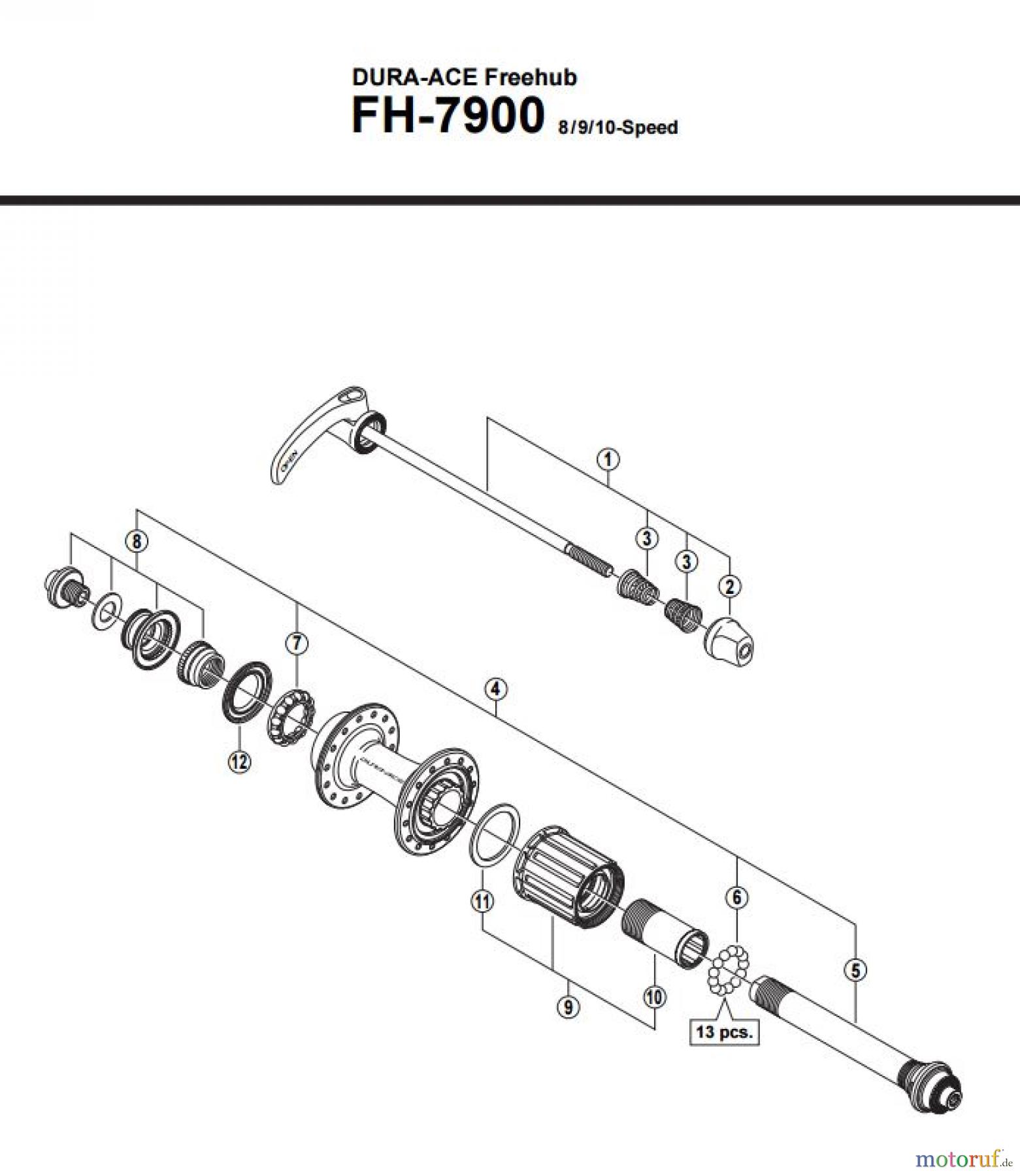 Shimano FH Free Hub - Freilaufnabe FH-7900 -2875A DURA-ACE Kassettennabe 8/9/10-fach