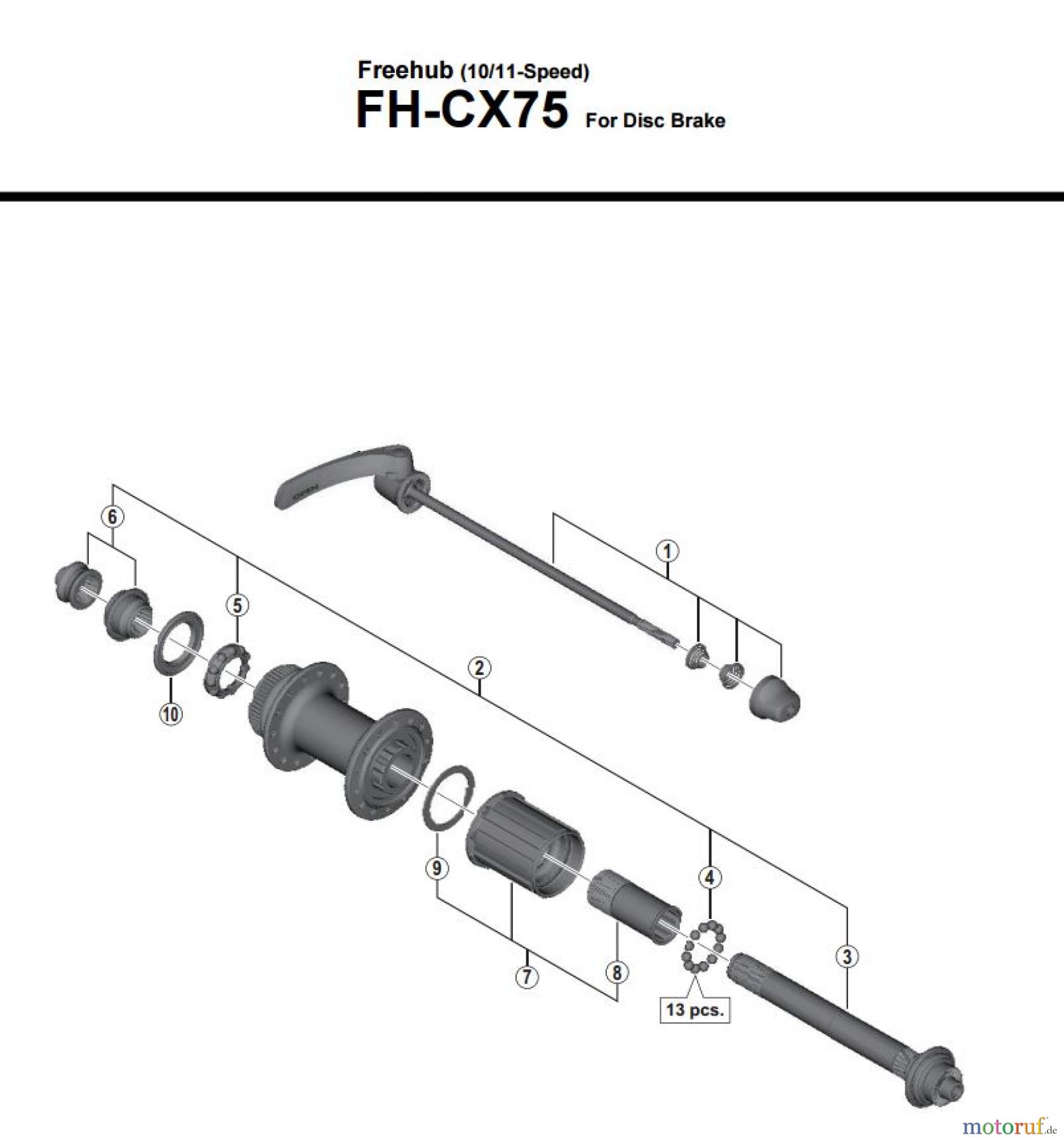 Shimano FH Free Hub - Freilaufnabe FH-CX75 -3551 Kassettennabe 10-/11-fach für Scheibenbremse