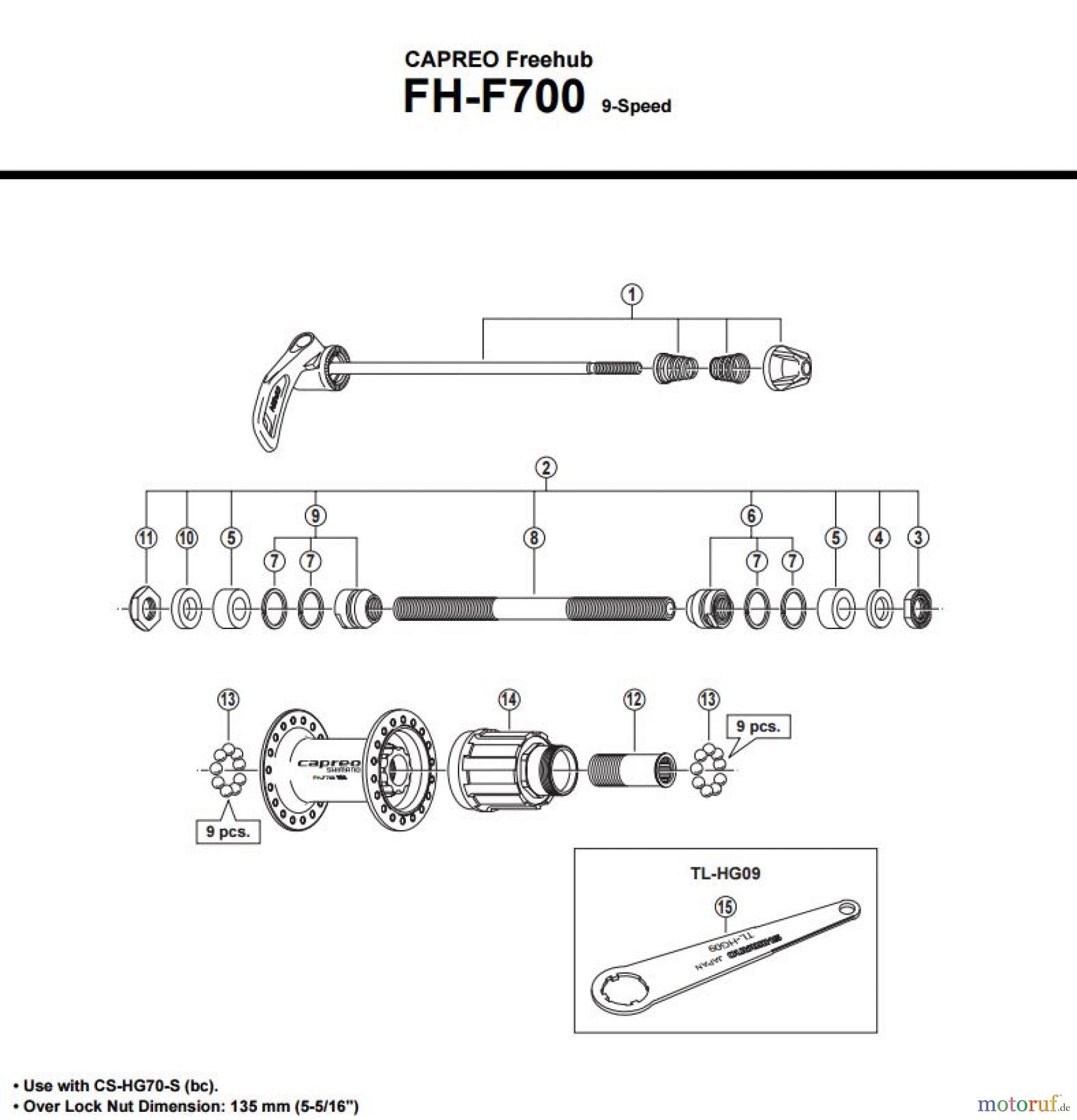 Shimano FH Free Hub - Freilaufnabe FH-F700 -2184C CAPREO Kassettennabe 9-fach