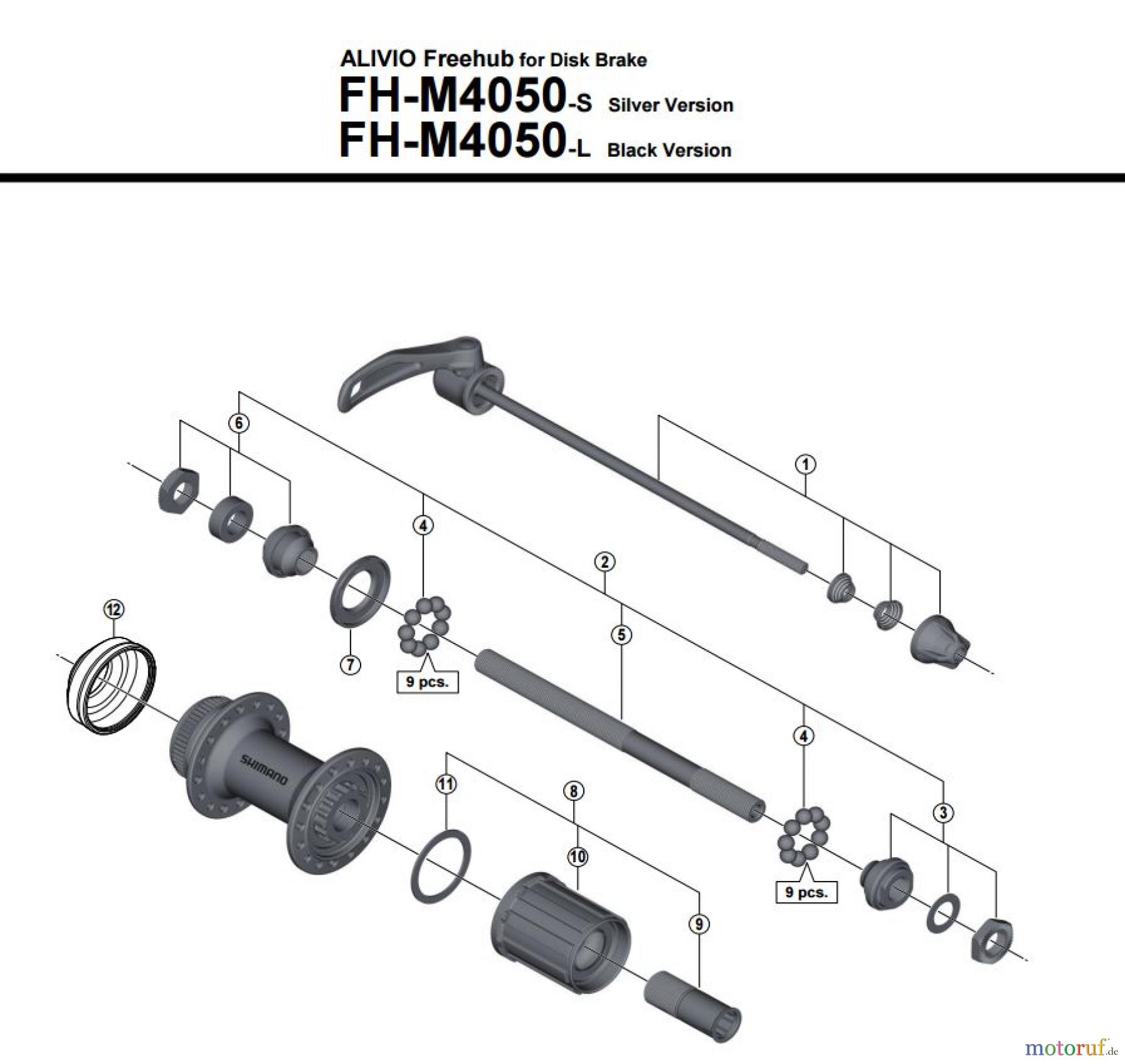 Shimano FH Free Hub - Freilaufnabe FH-M4050 -3684 ALIVIO Kassettennabe