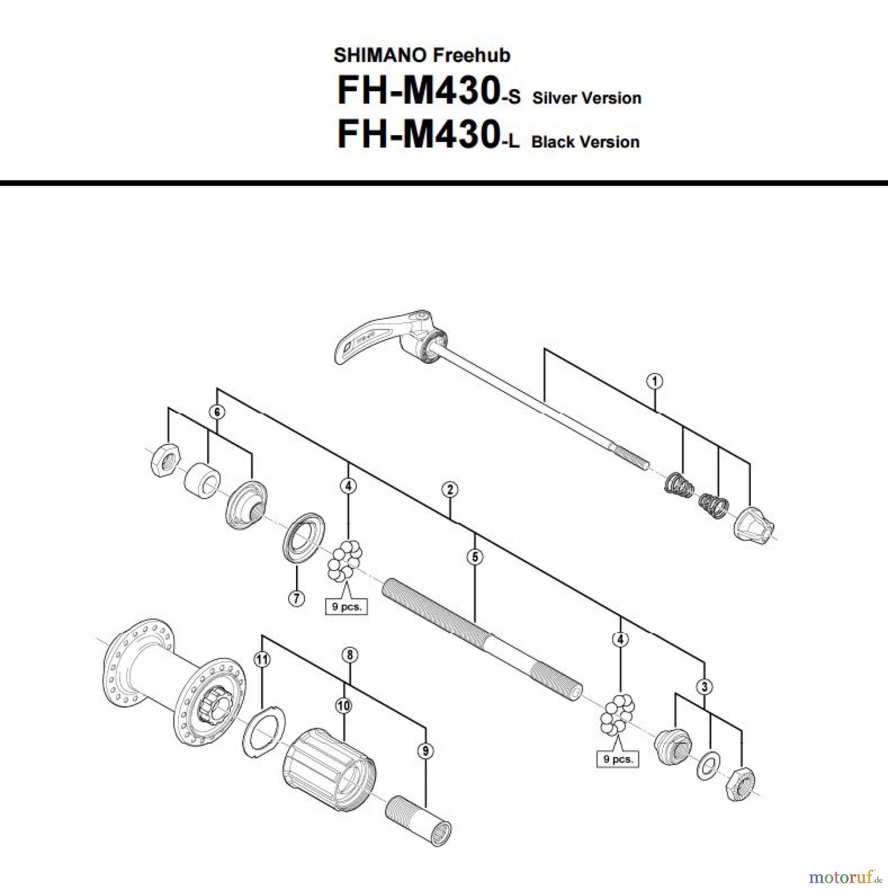 Shimano FH Free Hub - Freilaufnabe FH-M430 -2995 SHIMANO Kassettennabe