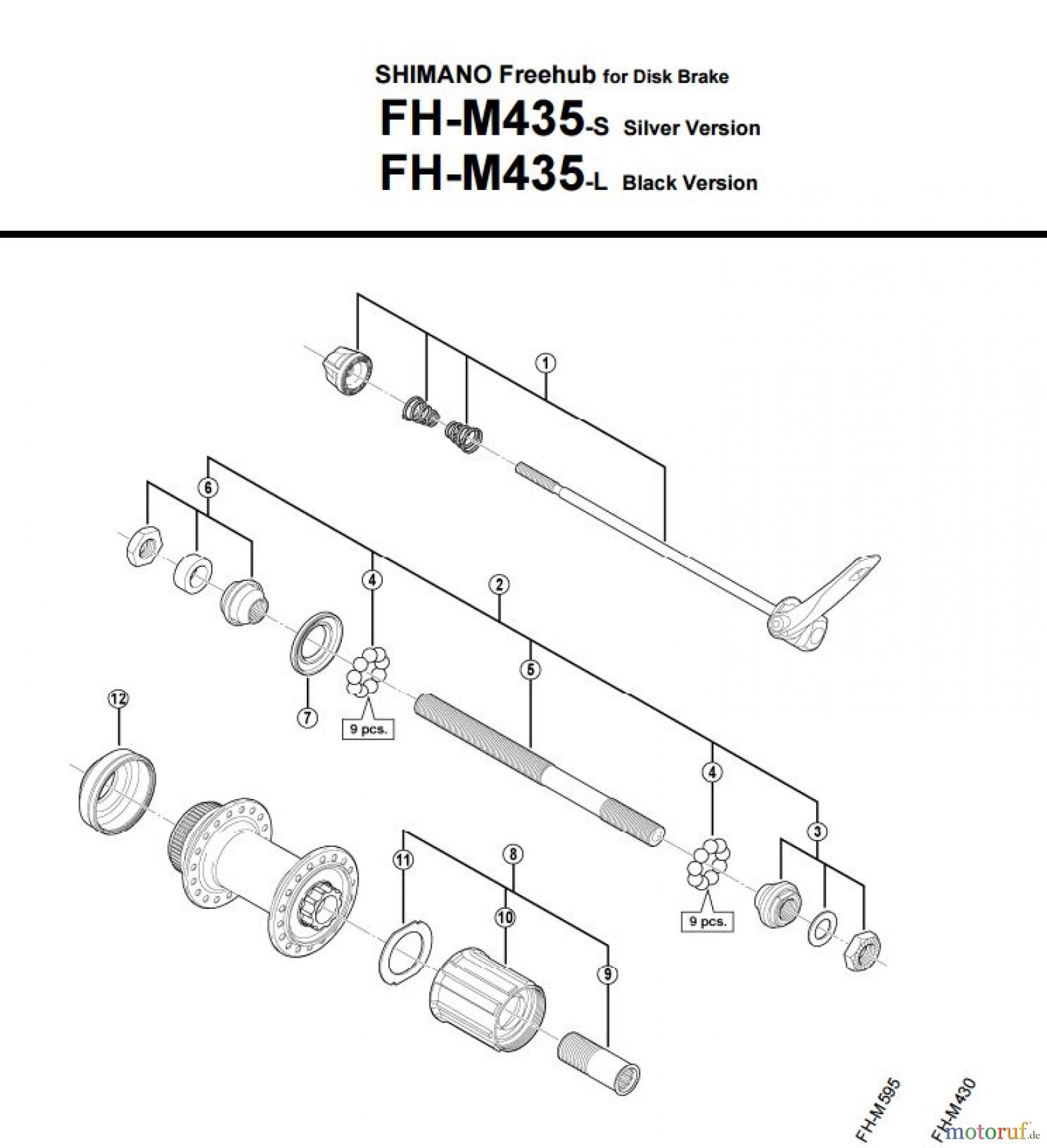  Shimano FH Free Hub - Freilaufnabe FH-M435 -2996A Kassettennabe