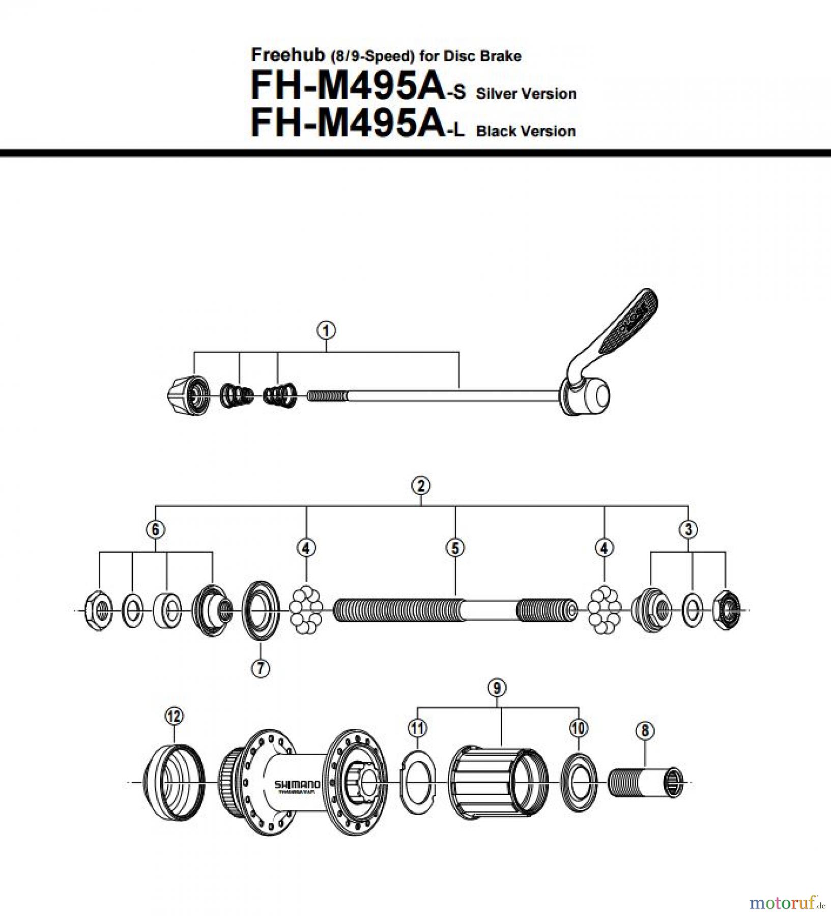 Shimano FH Free Hub - Freilaufnabe FH-M495A -2557A Kassettennabe 8-/9-fach