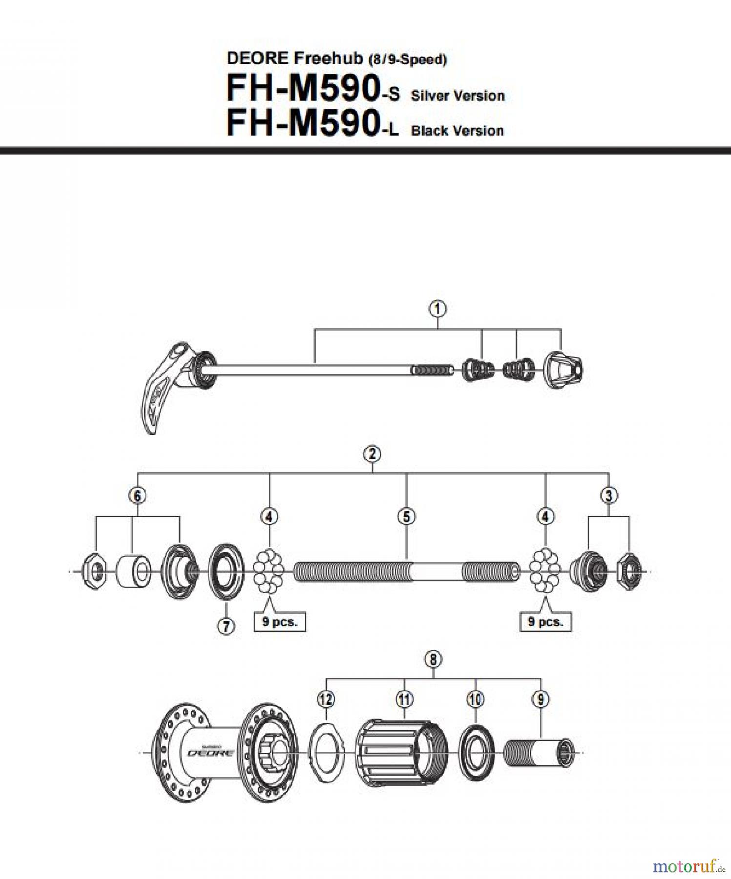 Shimano FH Free Hub - Freilaufnabe FH-M590- 2920 Deore Kassettennabe 8-/9-fach