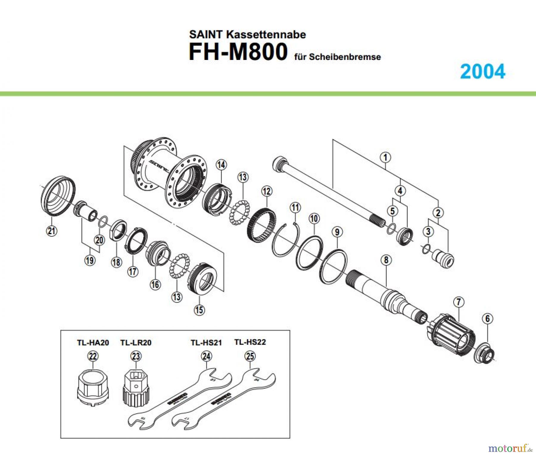 Shimano FH Free Hub - Freilaufnabe FH-M800, 2004 SAINT Kassettennabe für Scheibenbremse