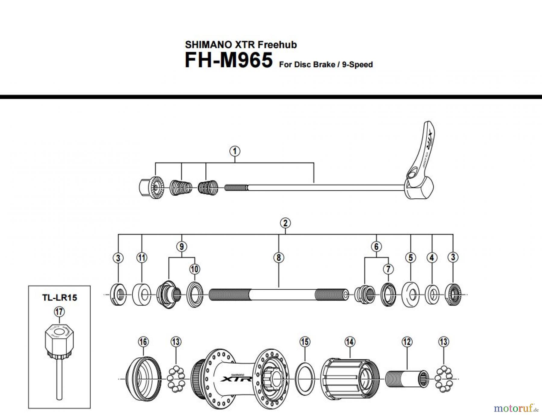 Shimano FH Free Hub - Freilaufnabe FH-M965 SHIMANO XTR Freehub 8/9-Speed