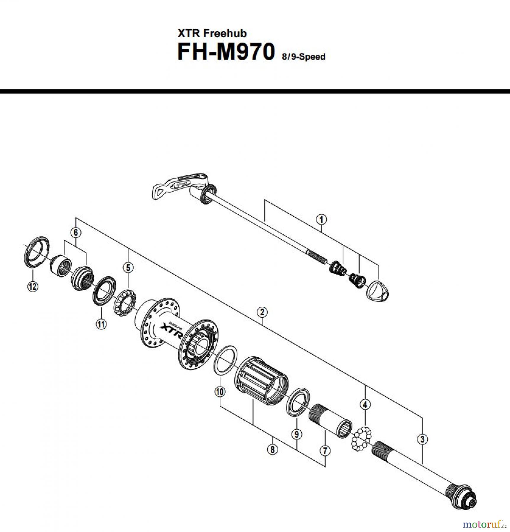 Shimano FH Free Hub - Freilaufnabe FH-M970 -2546 XTR Freehub 8/9-fach