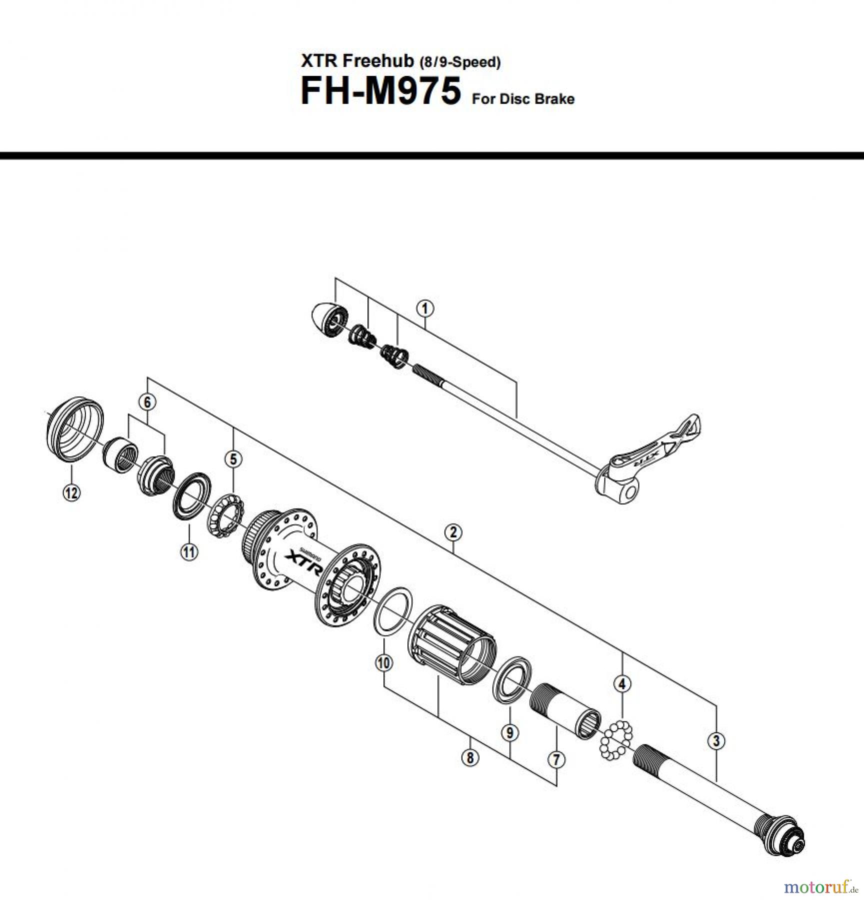 Shimano FH Free Hub - Freilaufnabe FH-M975 -12547 XTR Freehub (8/9-Speed)
