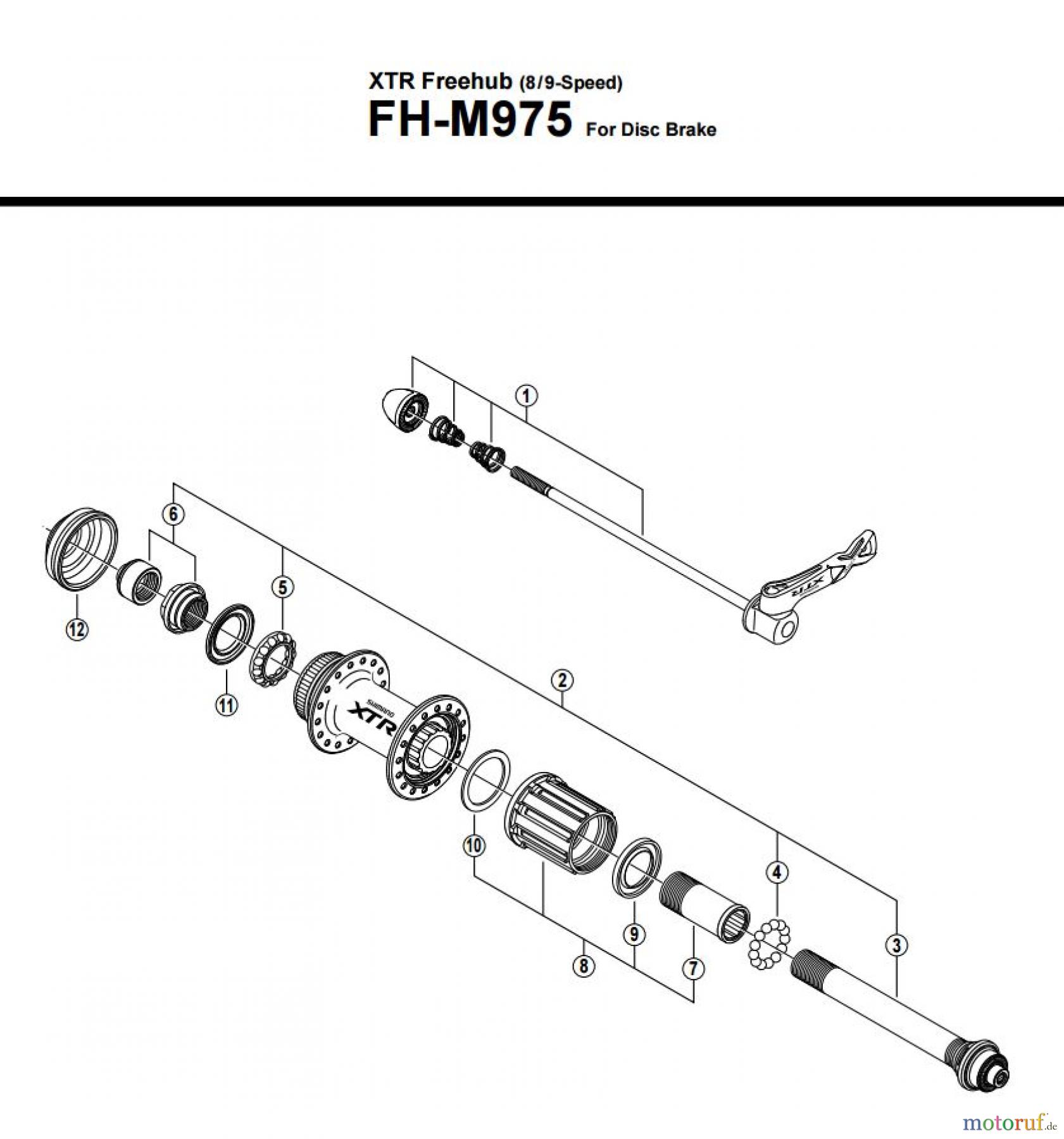 Shimano FH Free Hub - Freilaufnabe FH-M975 -2547 XTR Freehub (8/9-Speed)