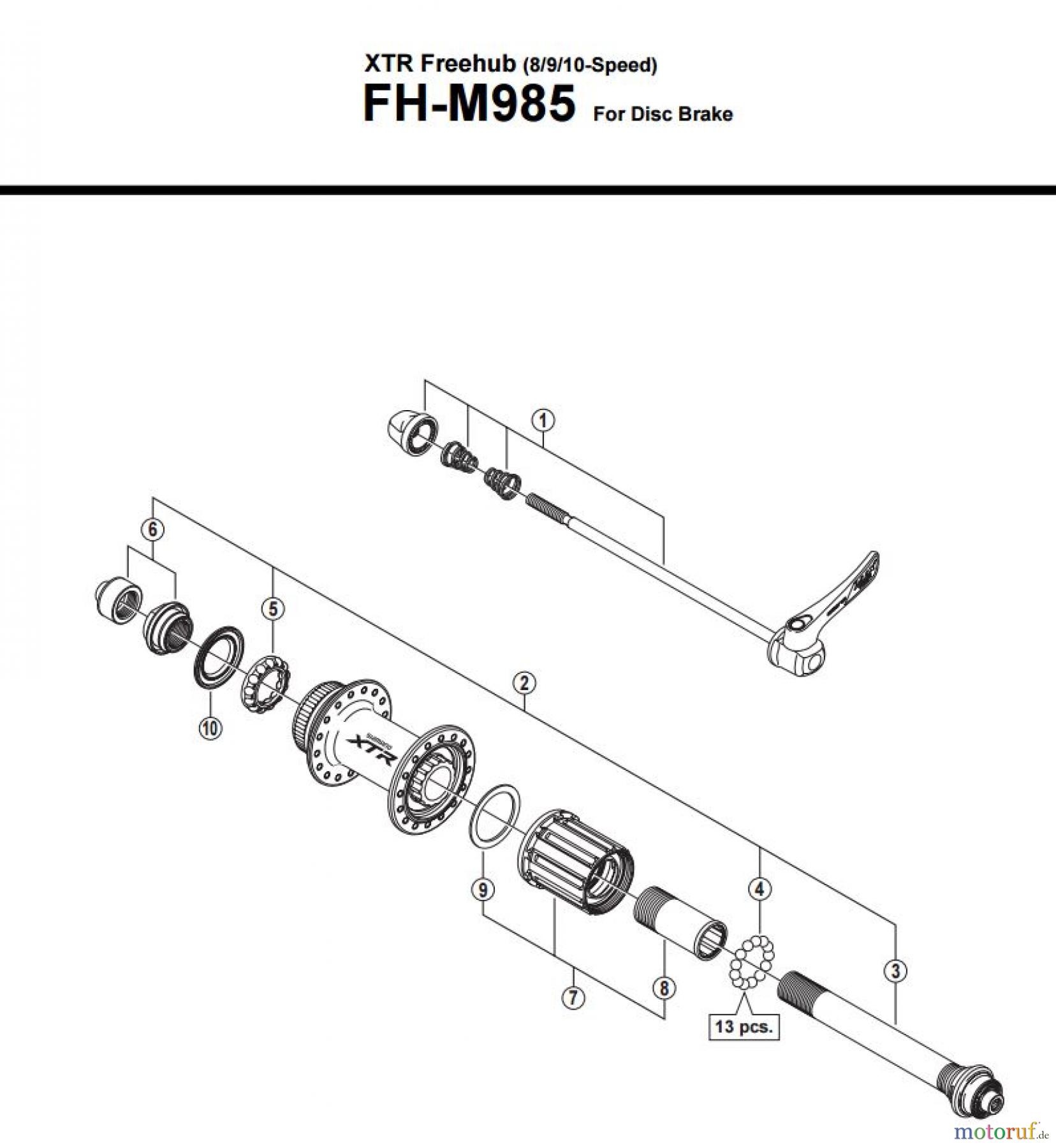 Shimano FH Free Hub - Freilaufnabe FH-M985 -3012 XTR Freehub (8/9/10-Speed)