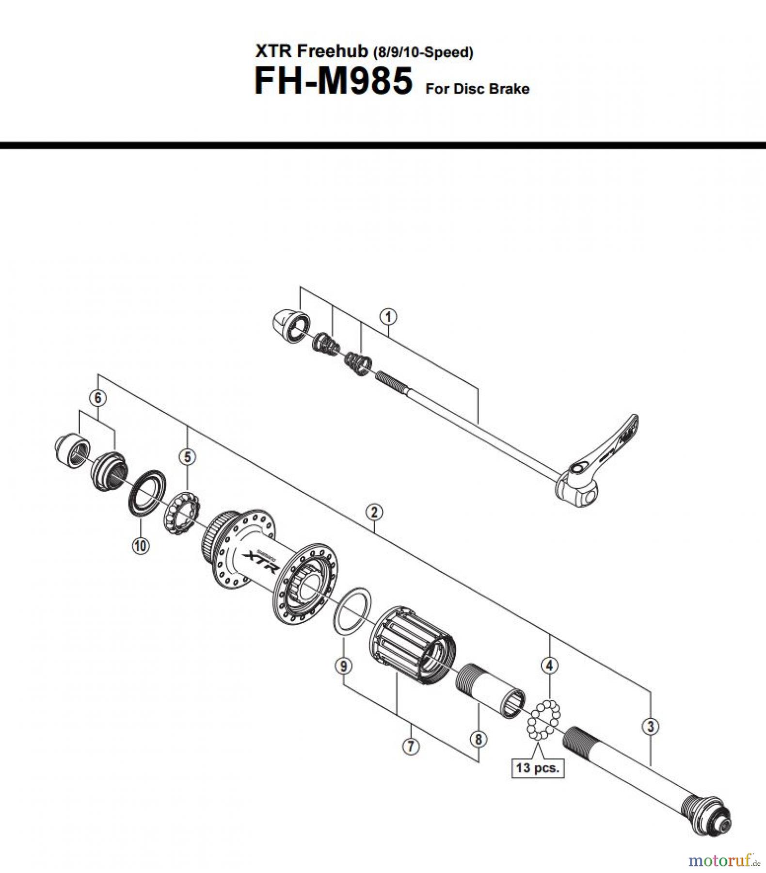Shimano FH Free Hub - Freilaufnabe FH-M985 -3012_v1 XTR Freehub (8/9/10-Speed
