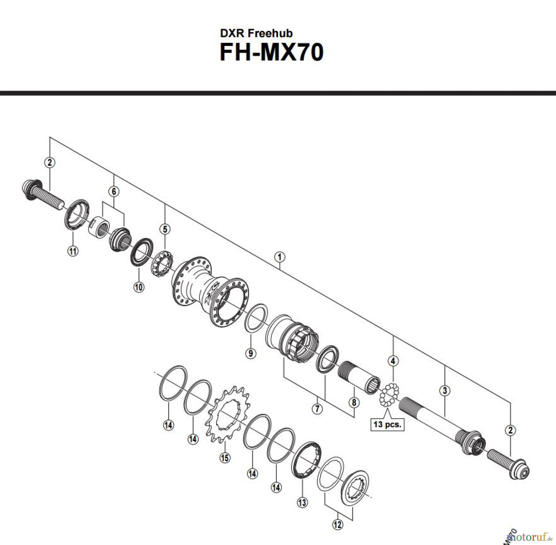 Shimano FH Free Hub - Freilaufnabe FH-MX70 -2658B DXR Freehub