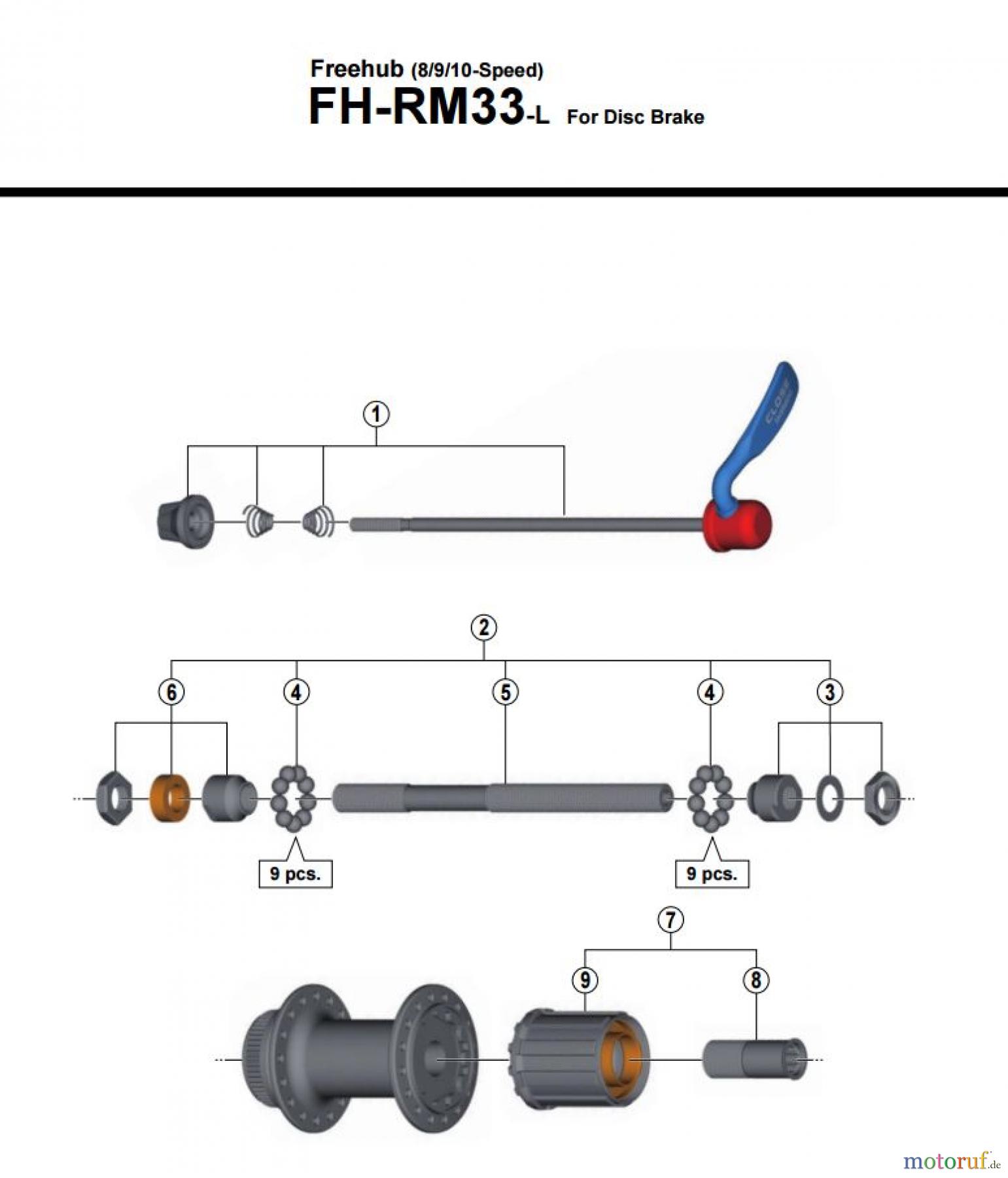 Shimano FH Free Hub - Freilaufnabe FH-RM33- 3650 Freehub (8/9/10-Speed)