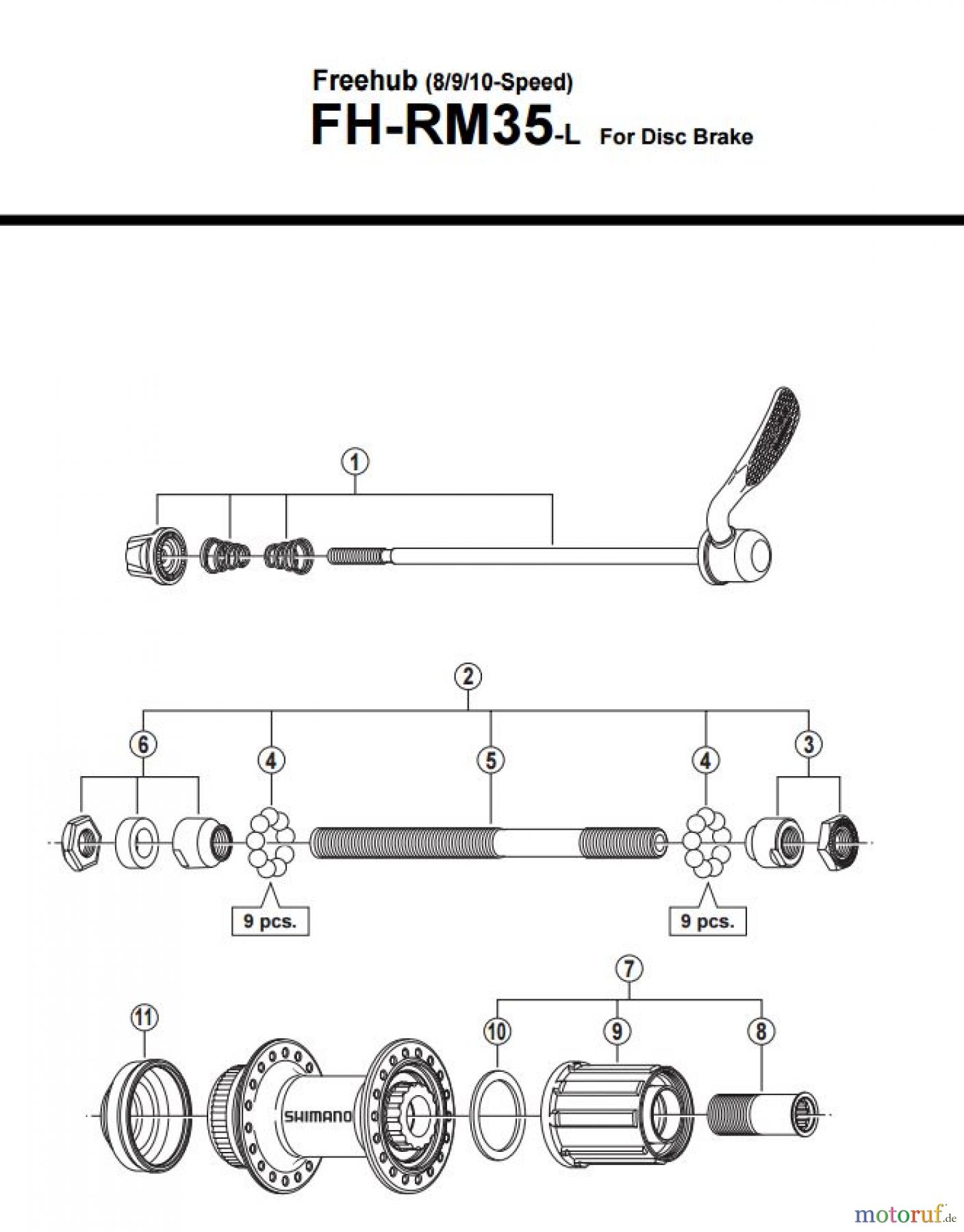 Shimano FH Free Hub - Freilaufnabe FH-RM35 Freehub (8/9/10-Speed)