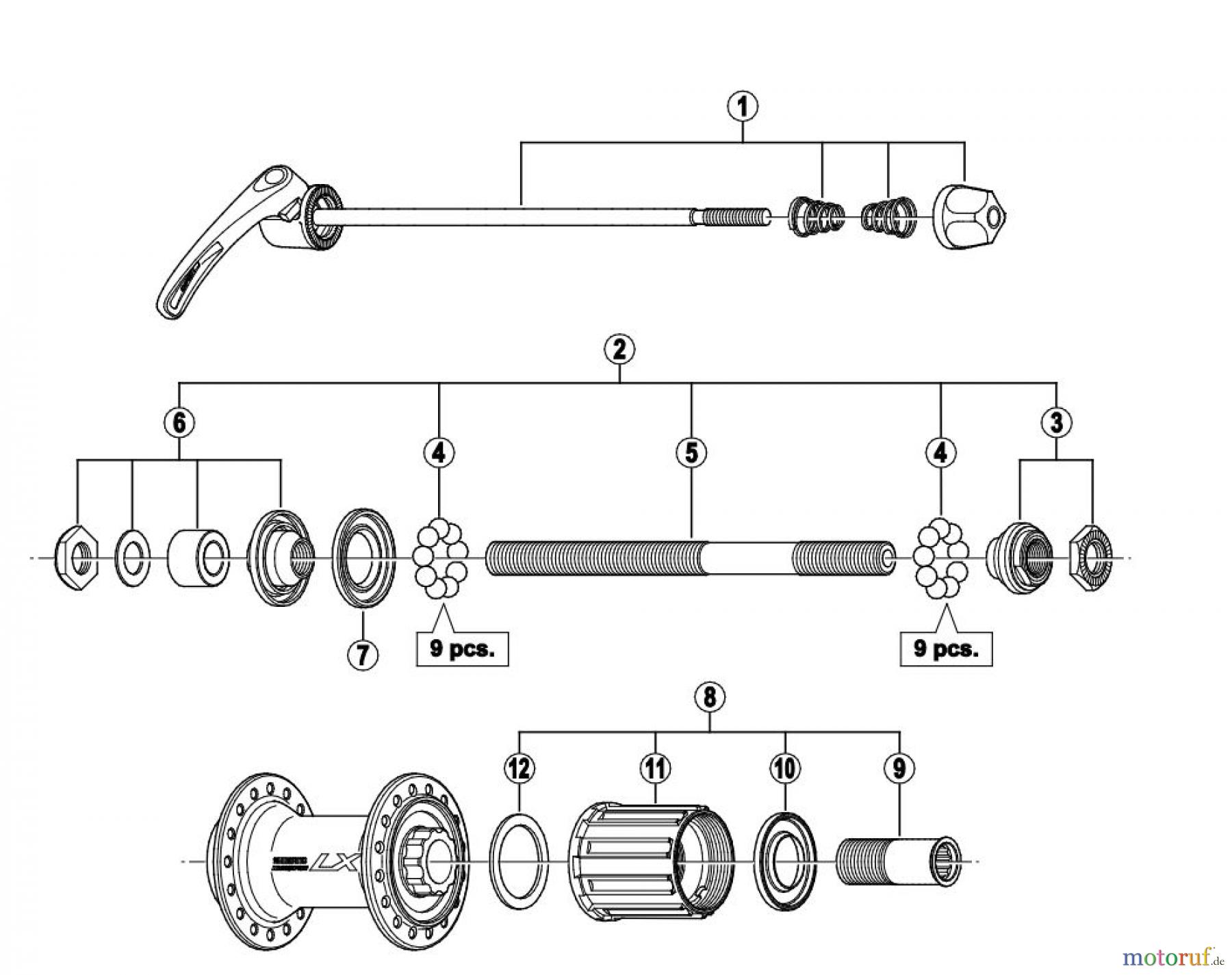 Shimano FH Free Hub - Freilaufnabe FH-T670 DEORE LX Freehub 8/9/10-Speed