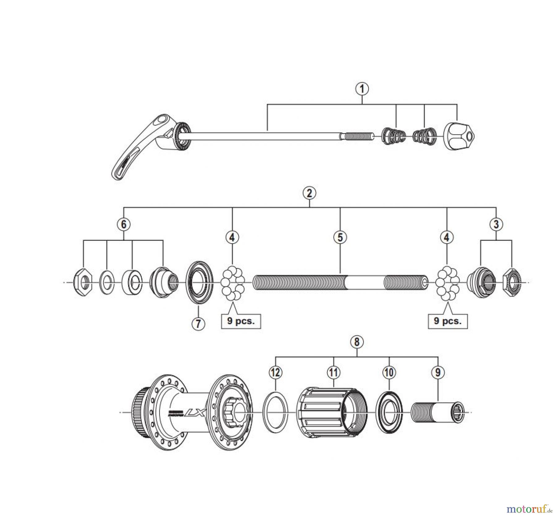 Shimano FH Free Hub - Freilaufnabe FH-T675 DEORE LX Freehub (8/9/10-Speed)