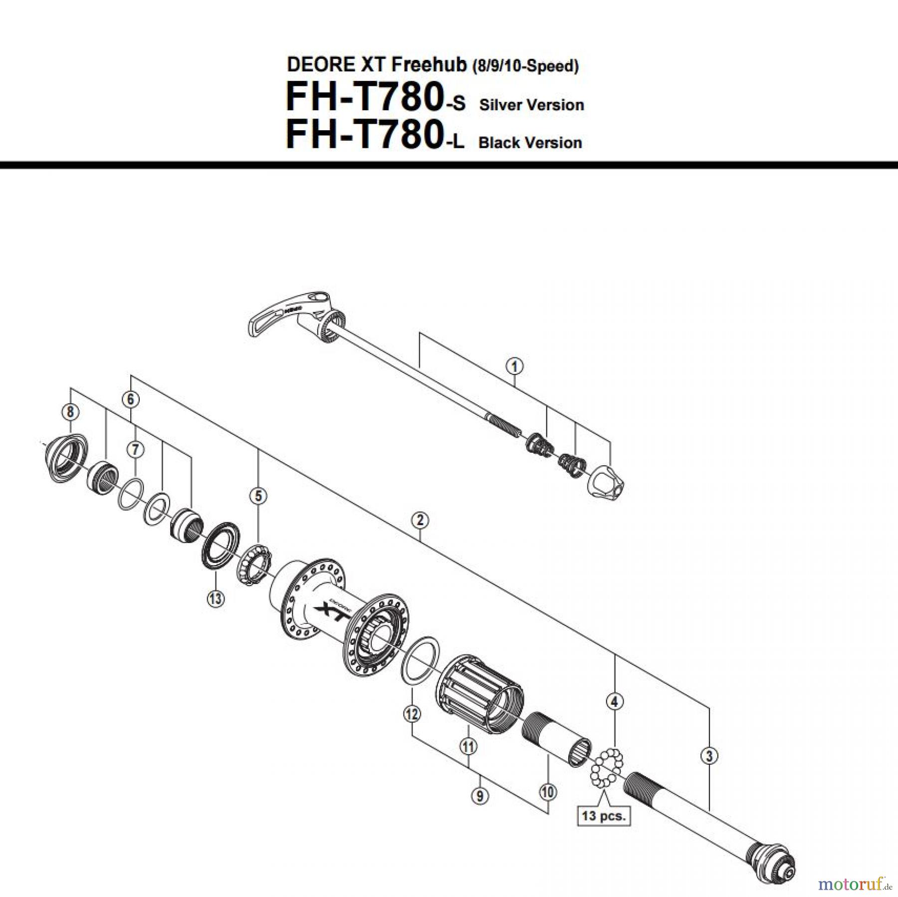 Shimano FH Free Hub - Freilaufnabe FH-T780 DEORE XT Freehub (8/9/10-Speed)