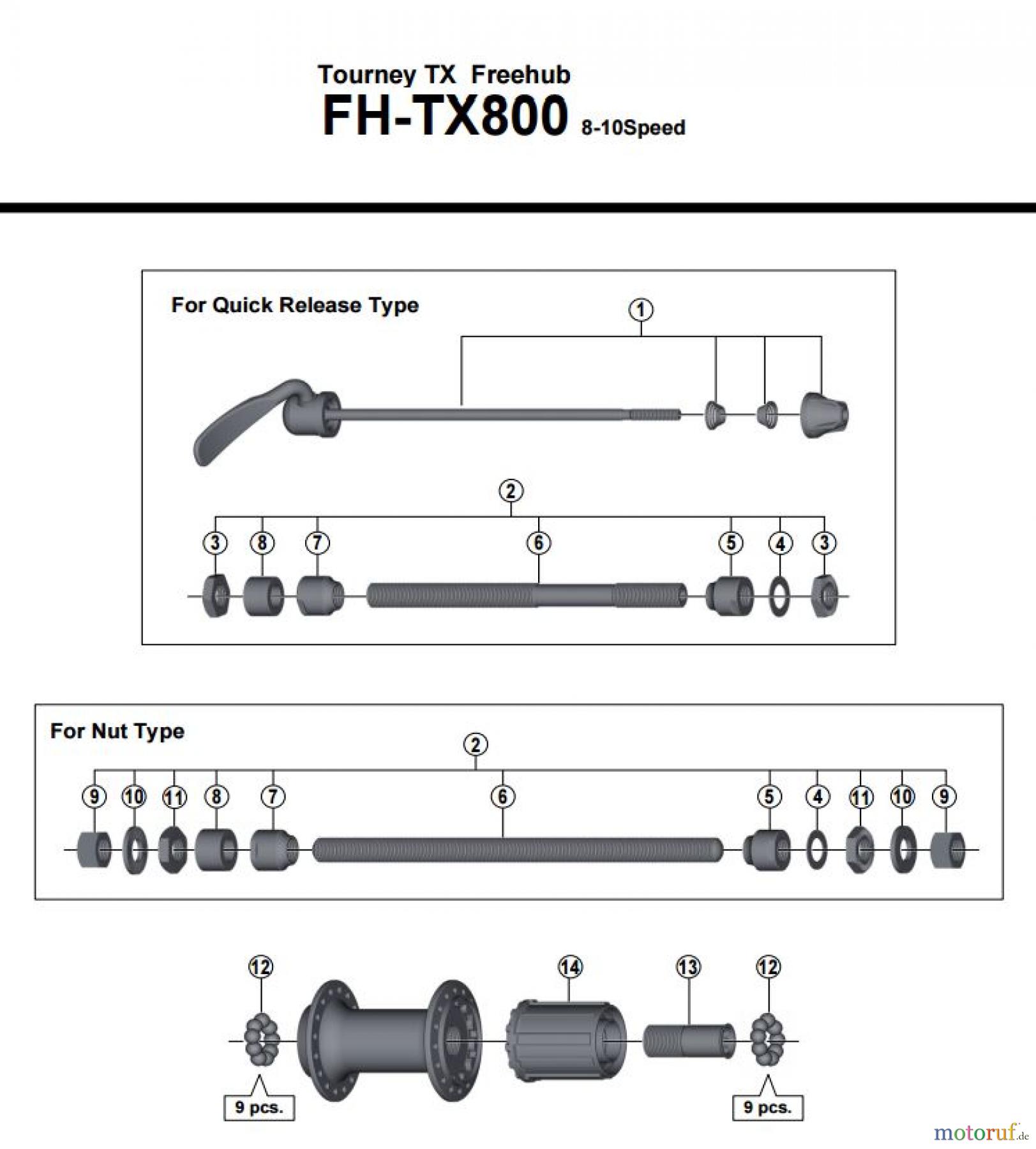 Shimano FH Free Hub - Freilaufnabe FH-TX800 -3750 Tourney TX Freehub