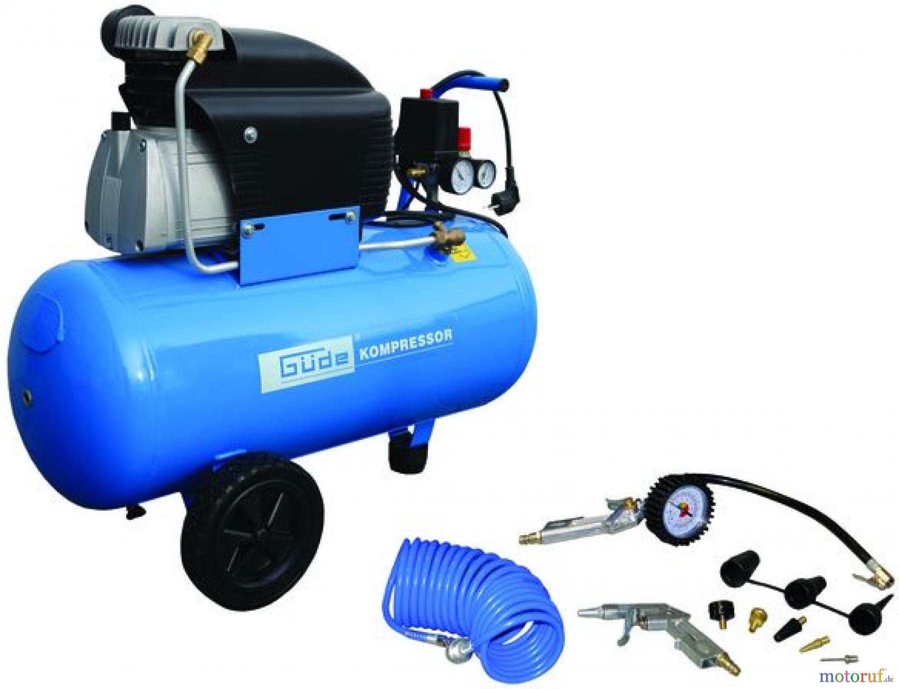  Güde Drucklufttechnik Kompressoren-Sets Ölgeschmiert bis 50l Kessel KOMPRESSORSET 300/10/50 12TLG - 71100