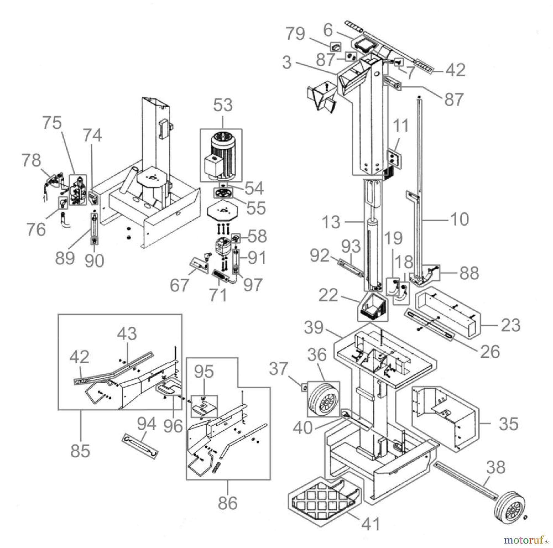Güde Brennholzbearbeitung Holzspalter 8 bis 10 t Spaltdruck HOLZSPALTER DHH 1050/7 TC - 01957 FSL01957-02