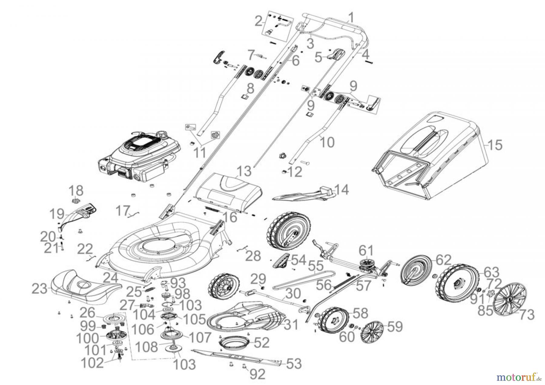 Güde Gartentechnik Rasenmäher Benzin-Rasenmäher Schnittbreite ab 50 cm RASENMÄHER BIG WHEELER 565M - 95352 FSL95352-01 Seite 1