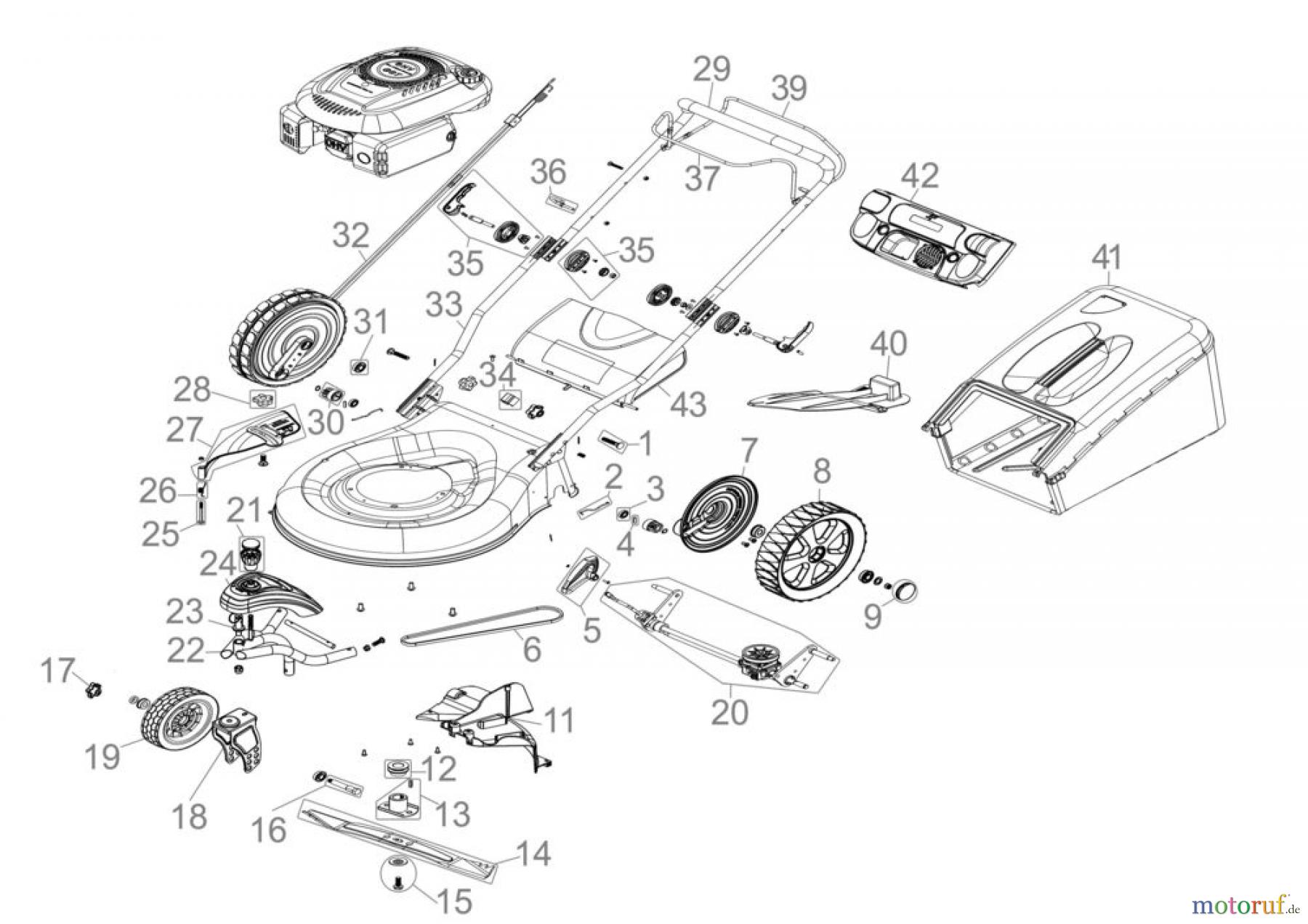 Güde Gartentechnik Rasenmäher Benzin-Rasenmäher Schnittbreite bis 50 cm RASENMÄHER BIG WHEELER TRIKE 465D - 95372 FSL95372-01 Seite 1