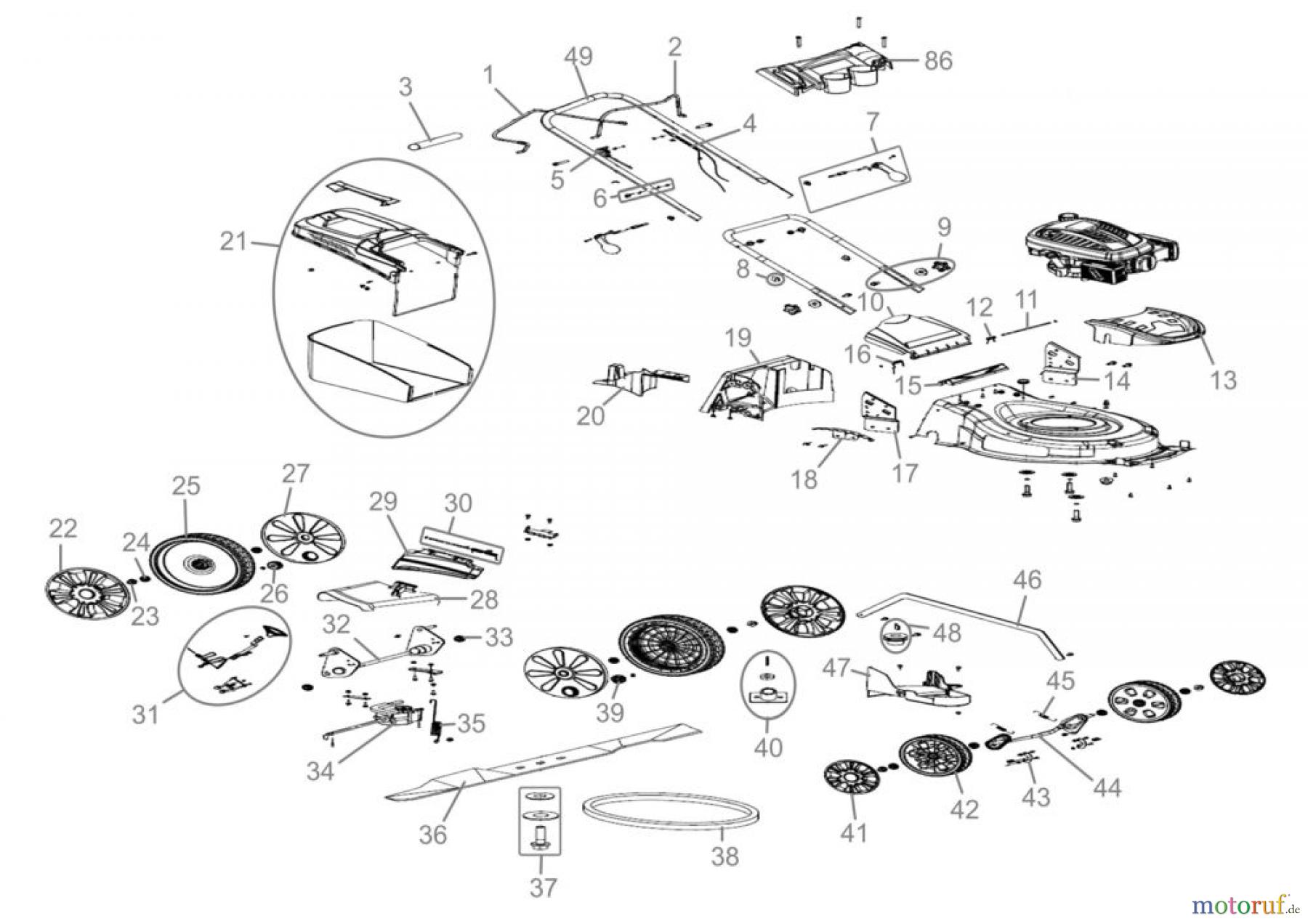 Plus Rasenmäher RASENMÄHER BIG WHEELER 515 4IN1 - 05309 FSL05309-02 Seite 1