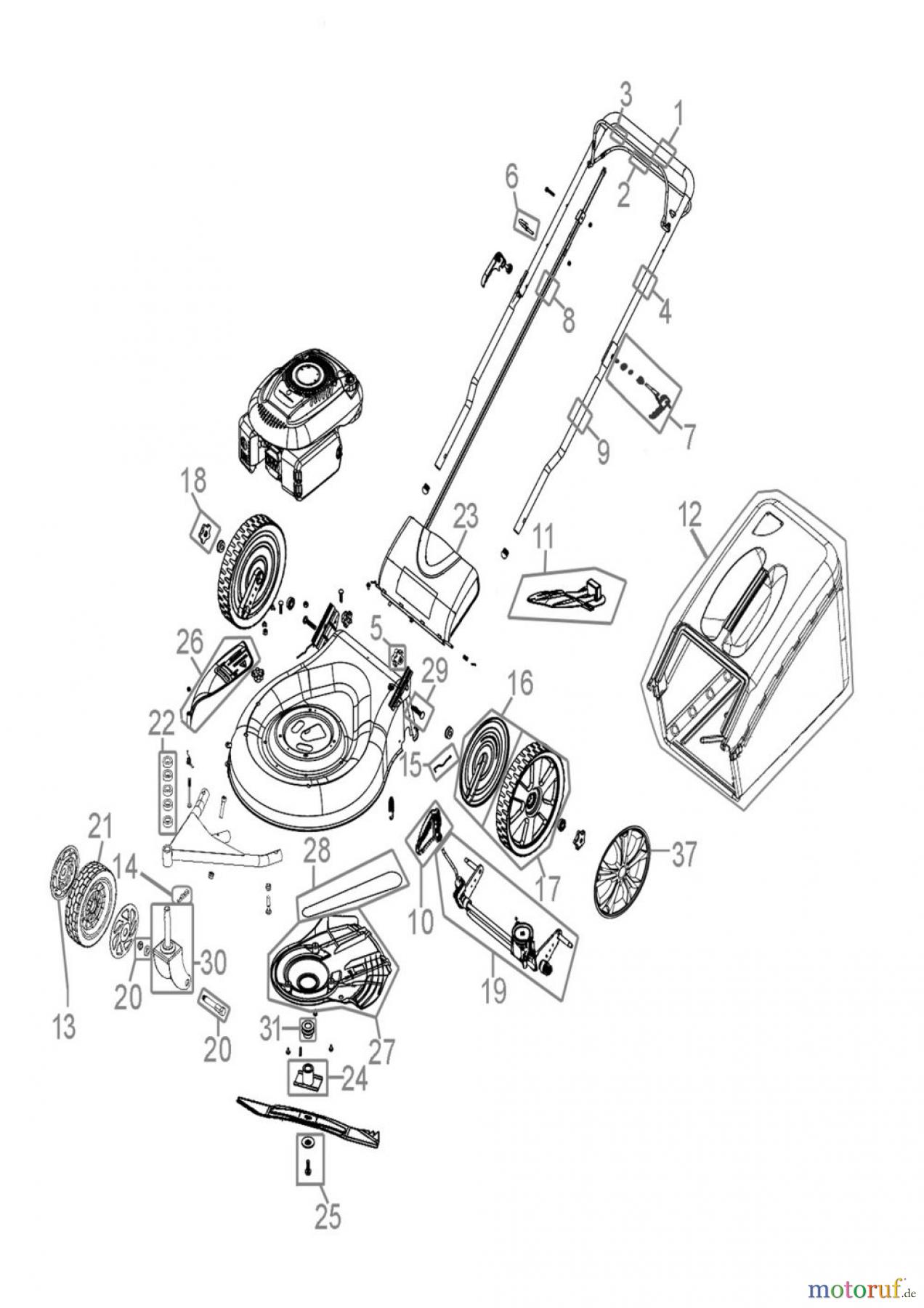 Powertec Garden Achtung: Auf dem Typenschild muss GÜDE als Hersteller angegeben sein! RASENMÄHER BIG WHEELER 561 TRIKE - 05163 FSL05163-01 Seite 1