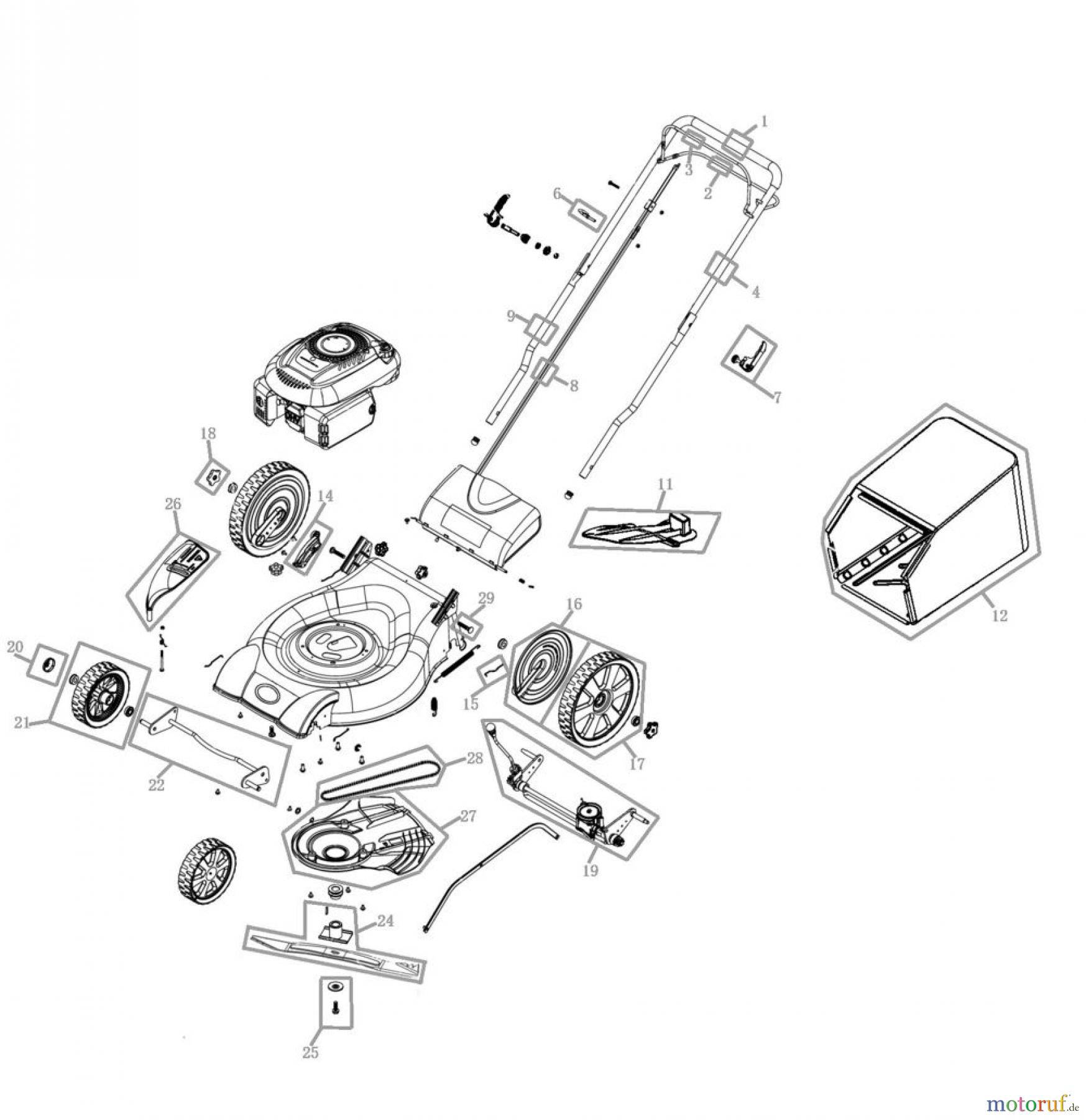 Güde Gartentechnik Rasenmäher Benzin-Rasenmäher Schnittbreite bis 45cm RASENMÄHER BIG-WHEELER 560 SUPER - 95100 FSL95100-01 Seite 1