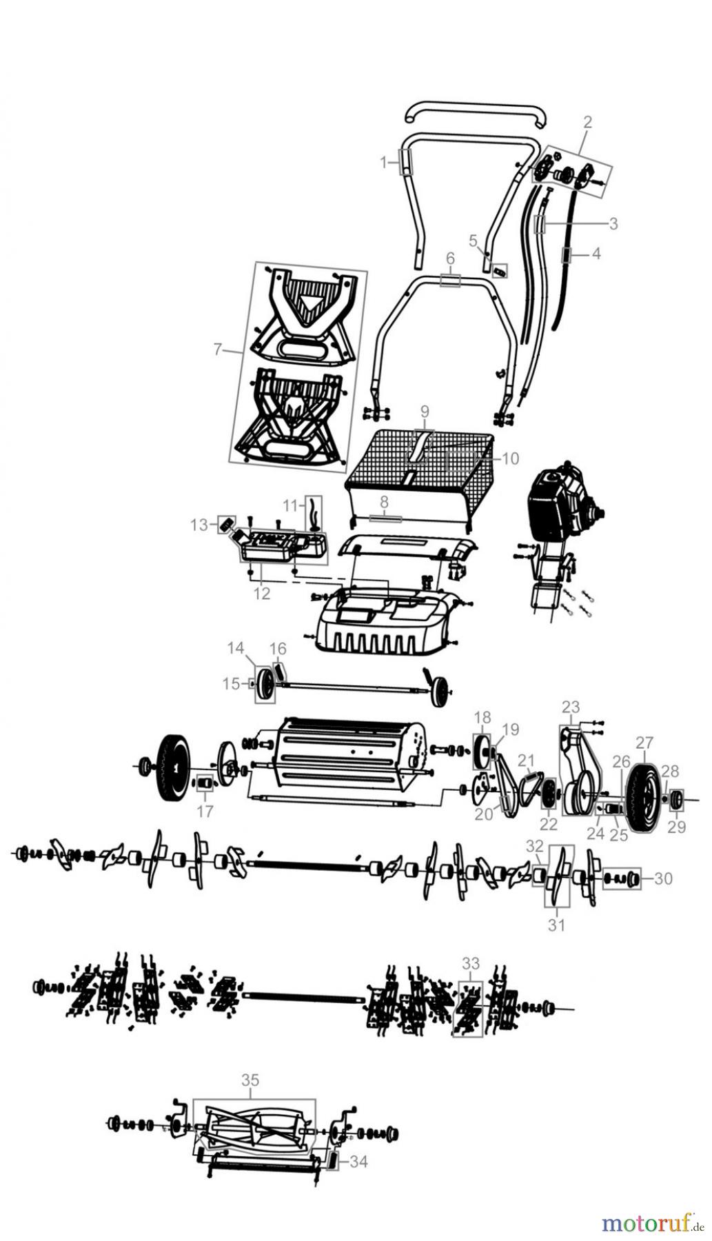 Güde Gartentechnik Rasenmäher Benzin-Rasenmäher Schnittbreite bis 45cm MOTOR-SPINDELMÄHER MS1600 3 IN 1 - 95117 FSL95117-01 Seite 1