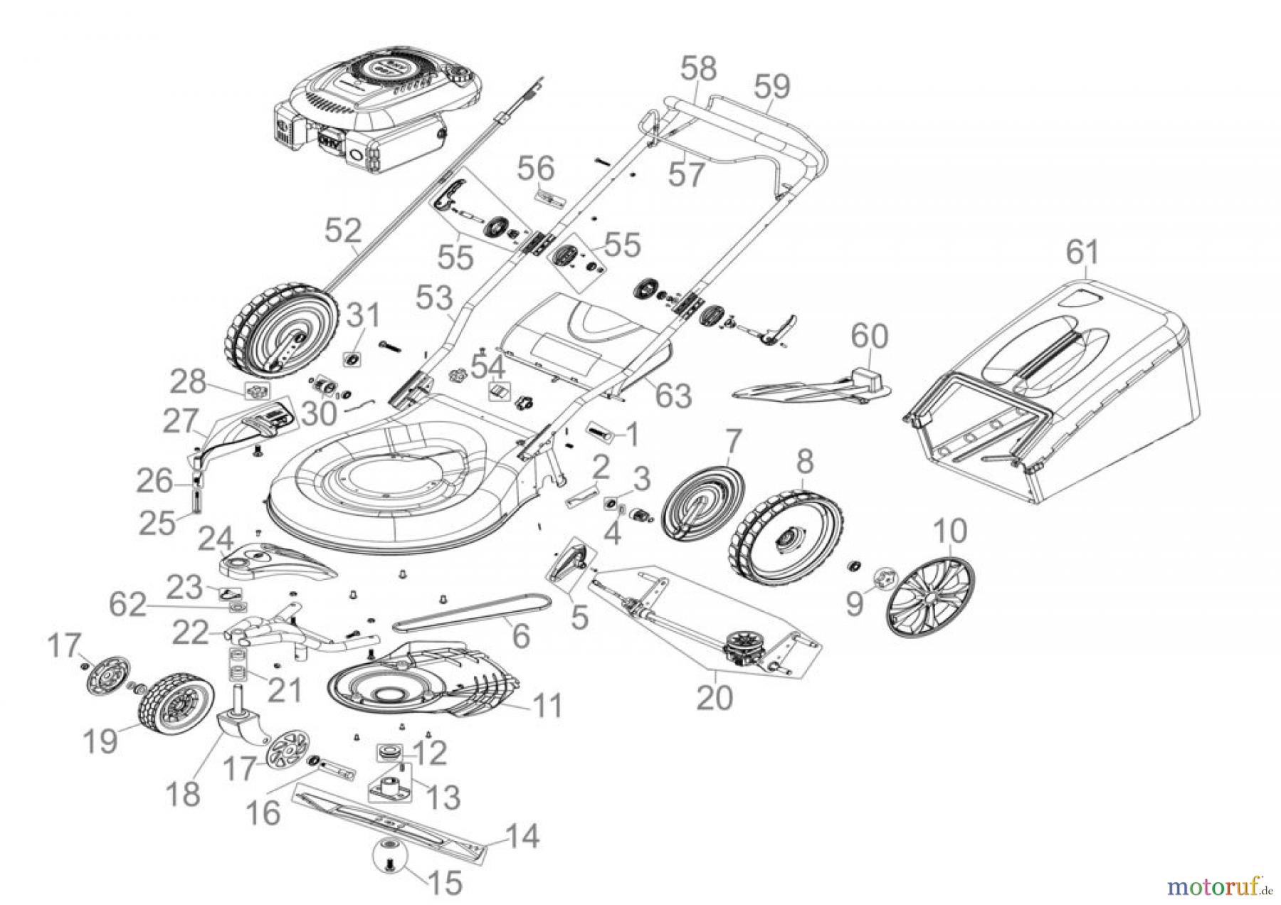  Güde Gartentechnik Rasenmäher Benzin-Rasenmäher Schnittbreite ab 50 cm RASENMÄHER BIG WHEELER 561 TRIKE - 95355 FSL95355-02 Seite 1