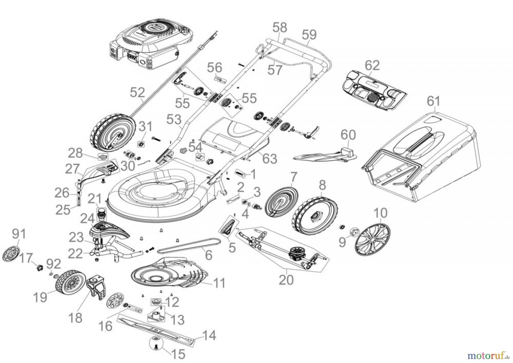 Güde Gartentechnik Rasenmäher Benzin-Rasenmäher Schnittbreite ab 50 cm RASENMÄHER BIG WHEELER TRIKE 565S - 95358 FSL95358-01 Seite 1