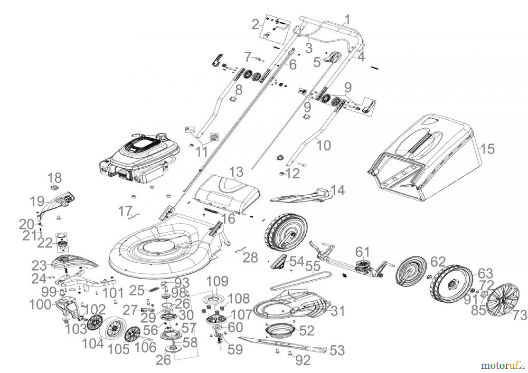 Güde Gartentechnik Rasenmäher Benzin-Rasenmäher Schnittbreite ab 50 cm RASENMÄHER BIG WHEELER TRIKE 565M - 95359 FSL95359-01 Seite 1