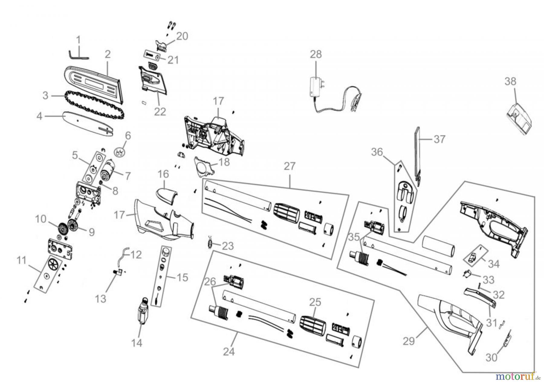 Güde Gartentechnik Astkettensägen Akku-Astsägen AKKU-ASTKETTENSÄGE 200/18 LI-ION - 95690 FSL95690-01
