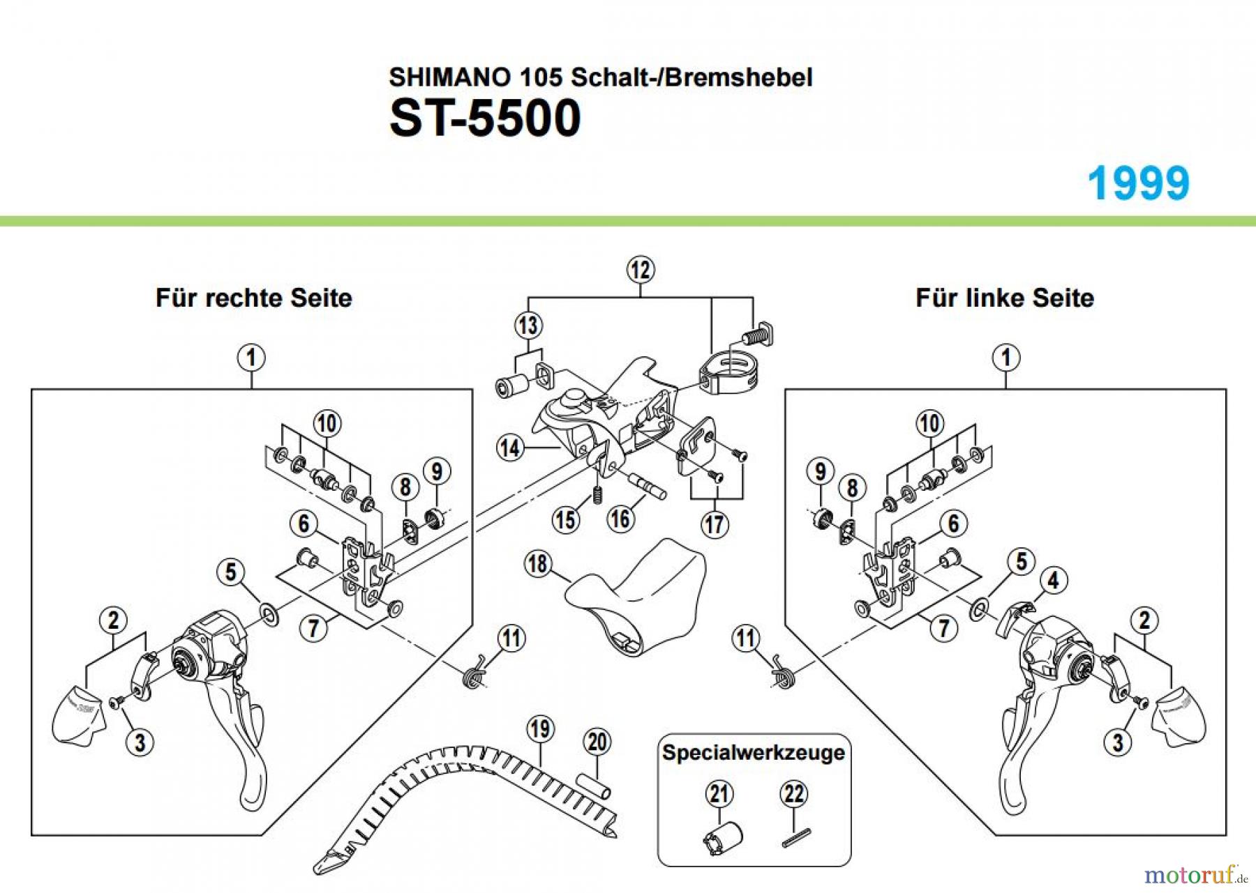 Shimano ST Rapidfire- Schaltbremshebel ST-5500, 1999 SHIMANO 105 Schalt-/Bremshebel