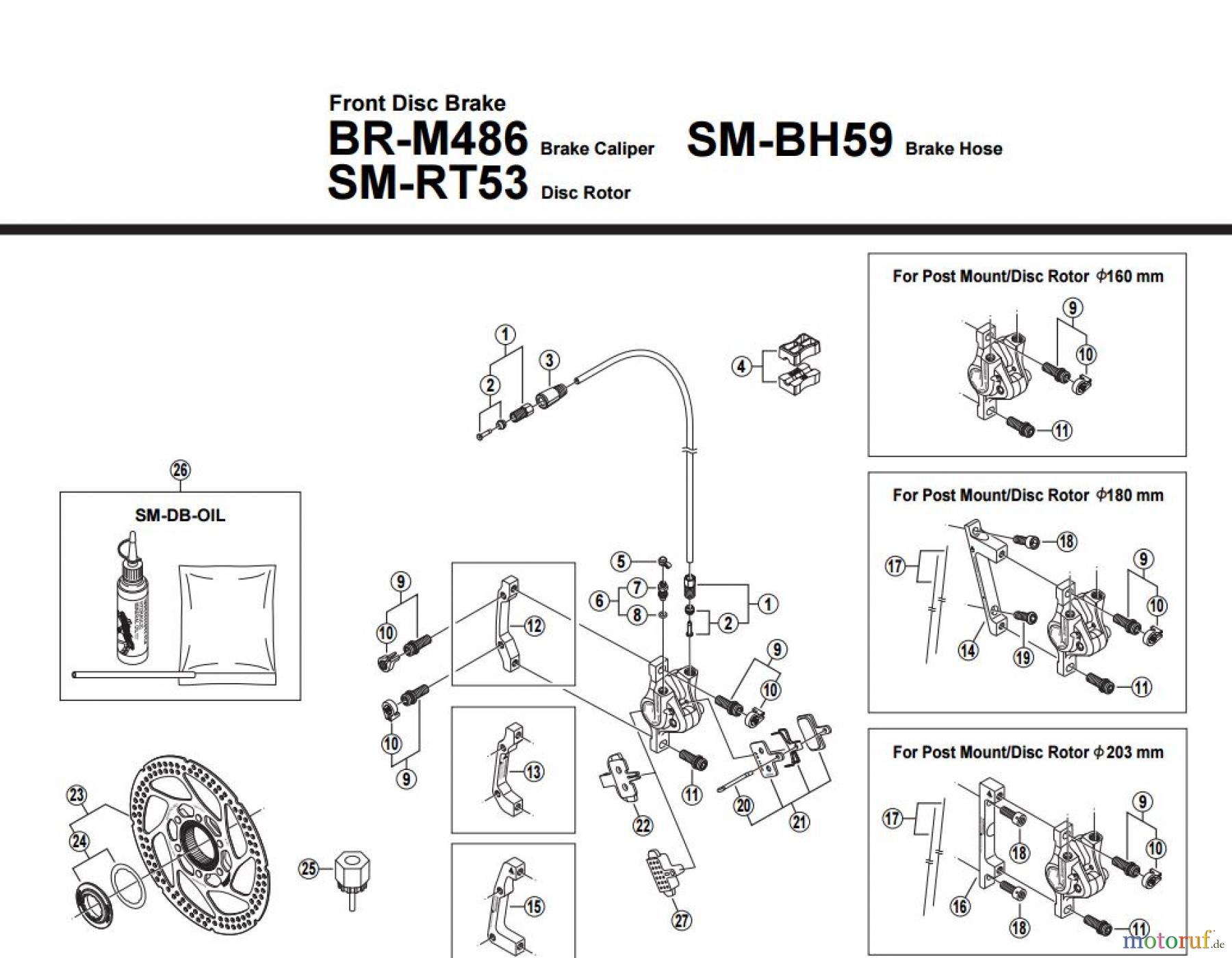 Shimano BR Brake - Bremse BR-M486-F-2883A Front Disc Brake