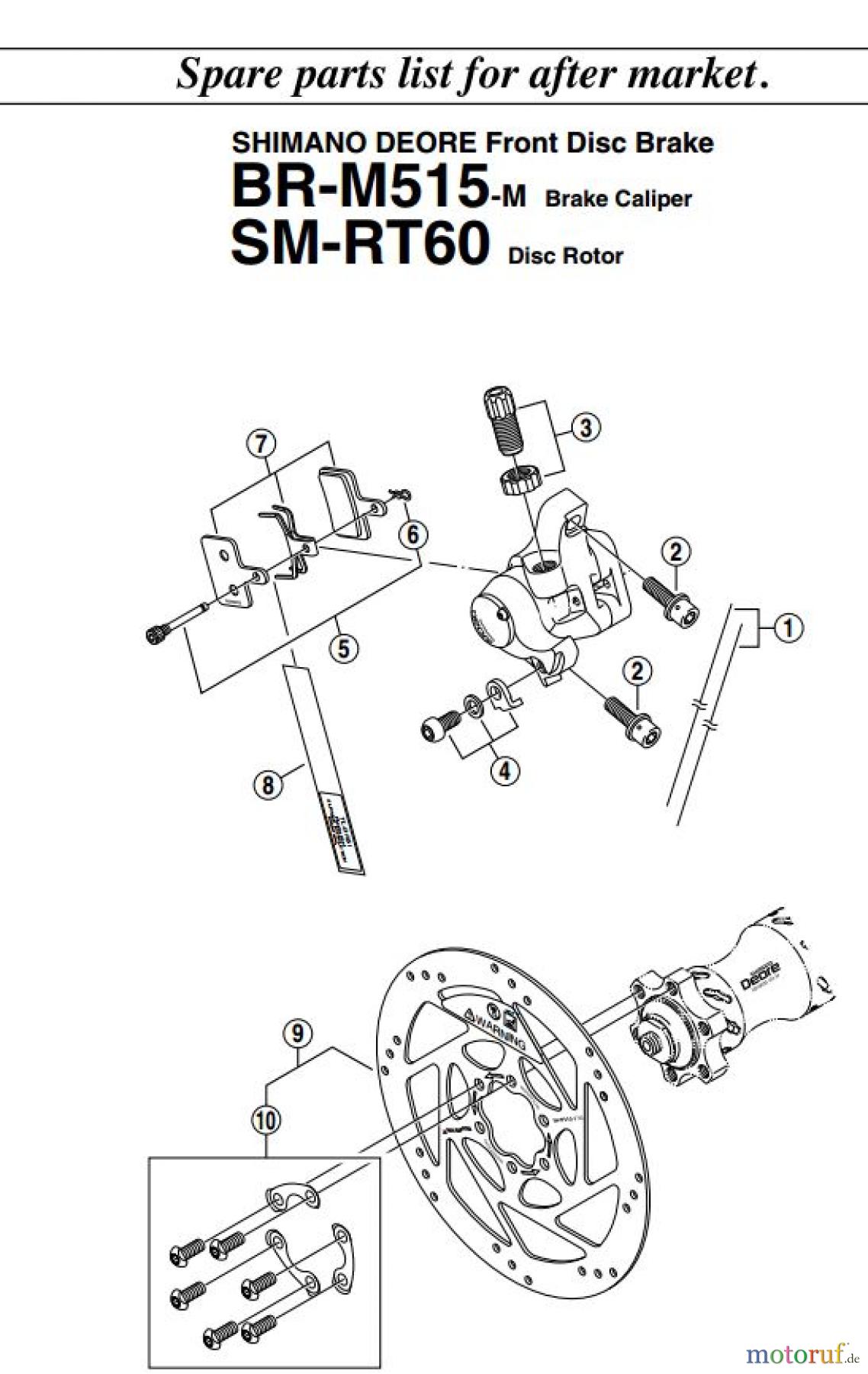 Shimano BR Brake - Bremse BR-M515-F-M SHIMANO DEORE Front Disc Brake