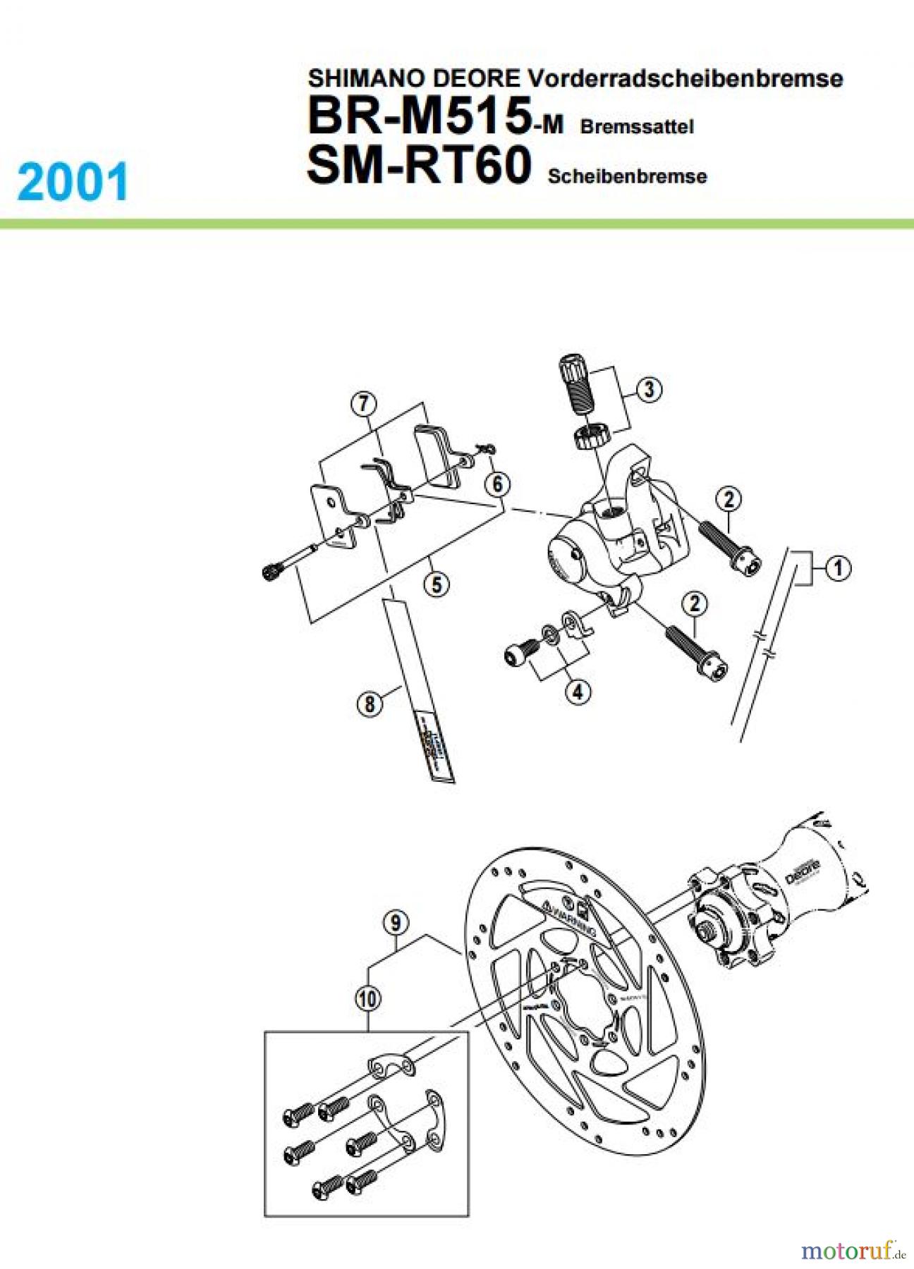 Shimano BR Brake - Bremse BR-M515-M, 2001 SHIMANO DEORE Vorderradscheibenbremse