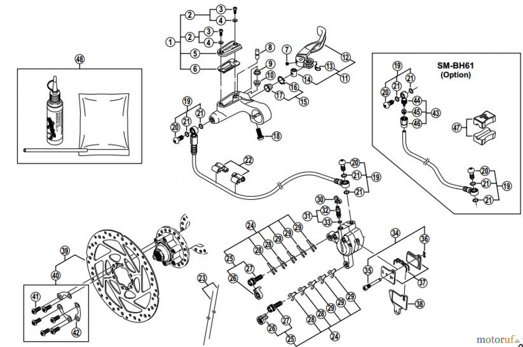 Shimano BR Brake - Bremse BR-M555, BL-M555 SHIMANO DEORE Hinterrad-Scheibenbremse von 2003