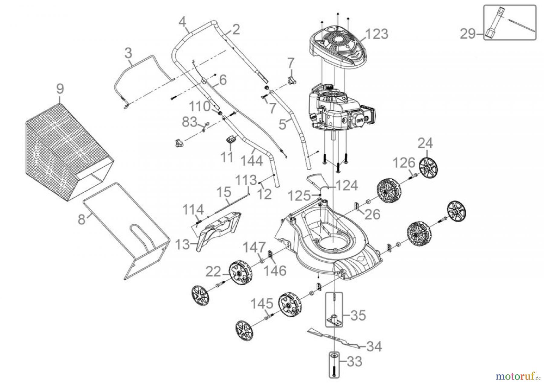 Güde Gartentechnik Rasenmäher Benzin-Rasenmäher Schnittbreite bis 45cm RASENMÄHER ECO WHEELER 400 PD - 95393 FSL95393-01 Seite 1