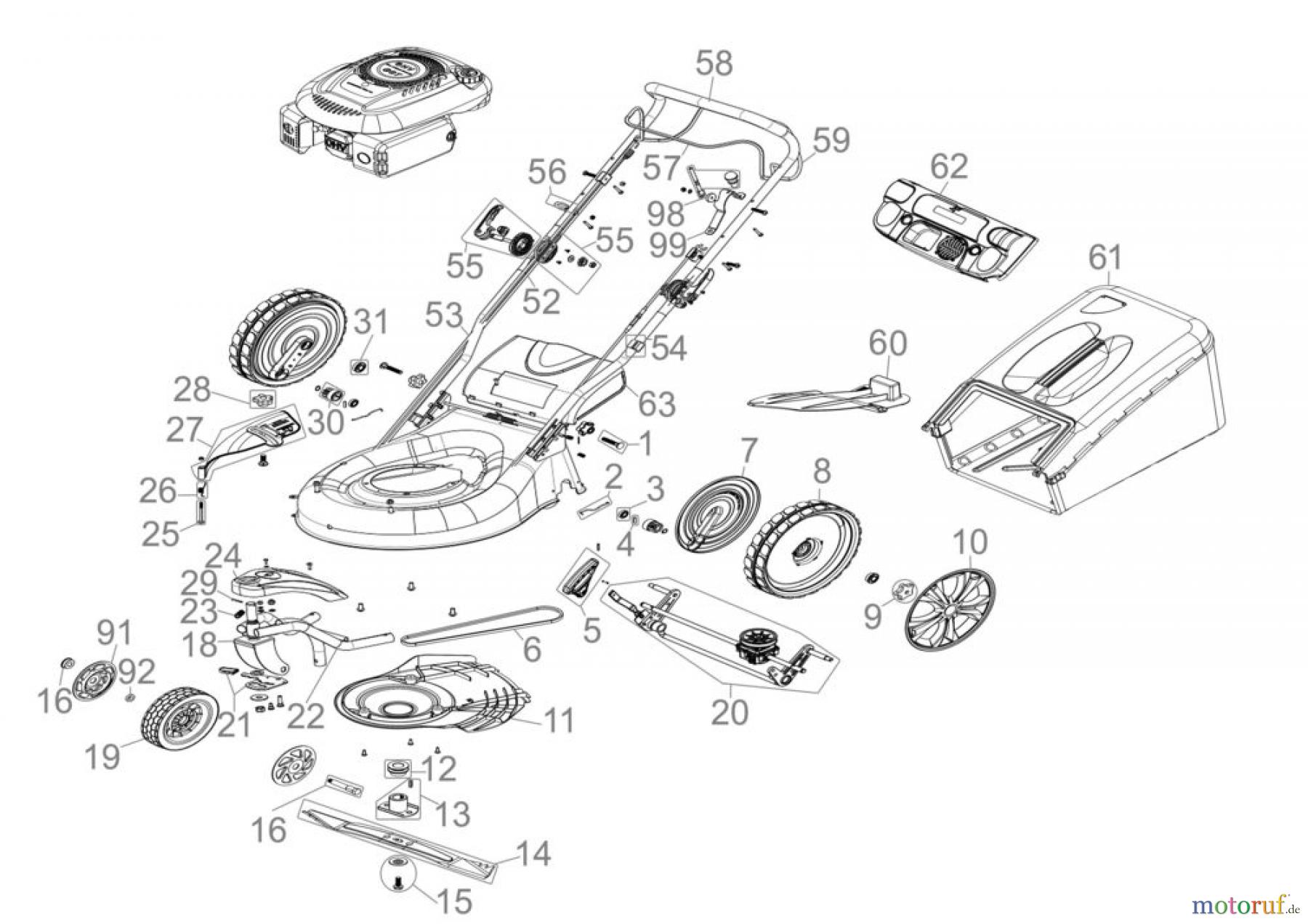  Güde Gartentechnik Rasenmäher Benzin-Rasenmäher Schnittbreite ab 50 cm RASENMÄHER BIG WHEELER TRIKE 565/5 - 95386 FSL95386-01 Seite 1