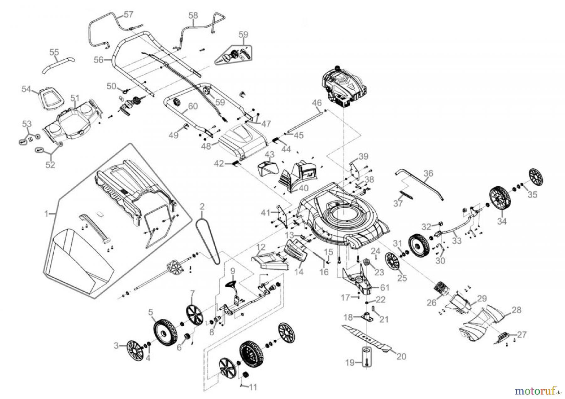 Güde Gartentechnik Rasenmäher Benzin-Rasenmäher Schnittbreite ab 50 cm RASENMÄHER BIG WHEELER 510/1 8IN1 - 95397 FSL95397-01 Seite 1
