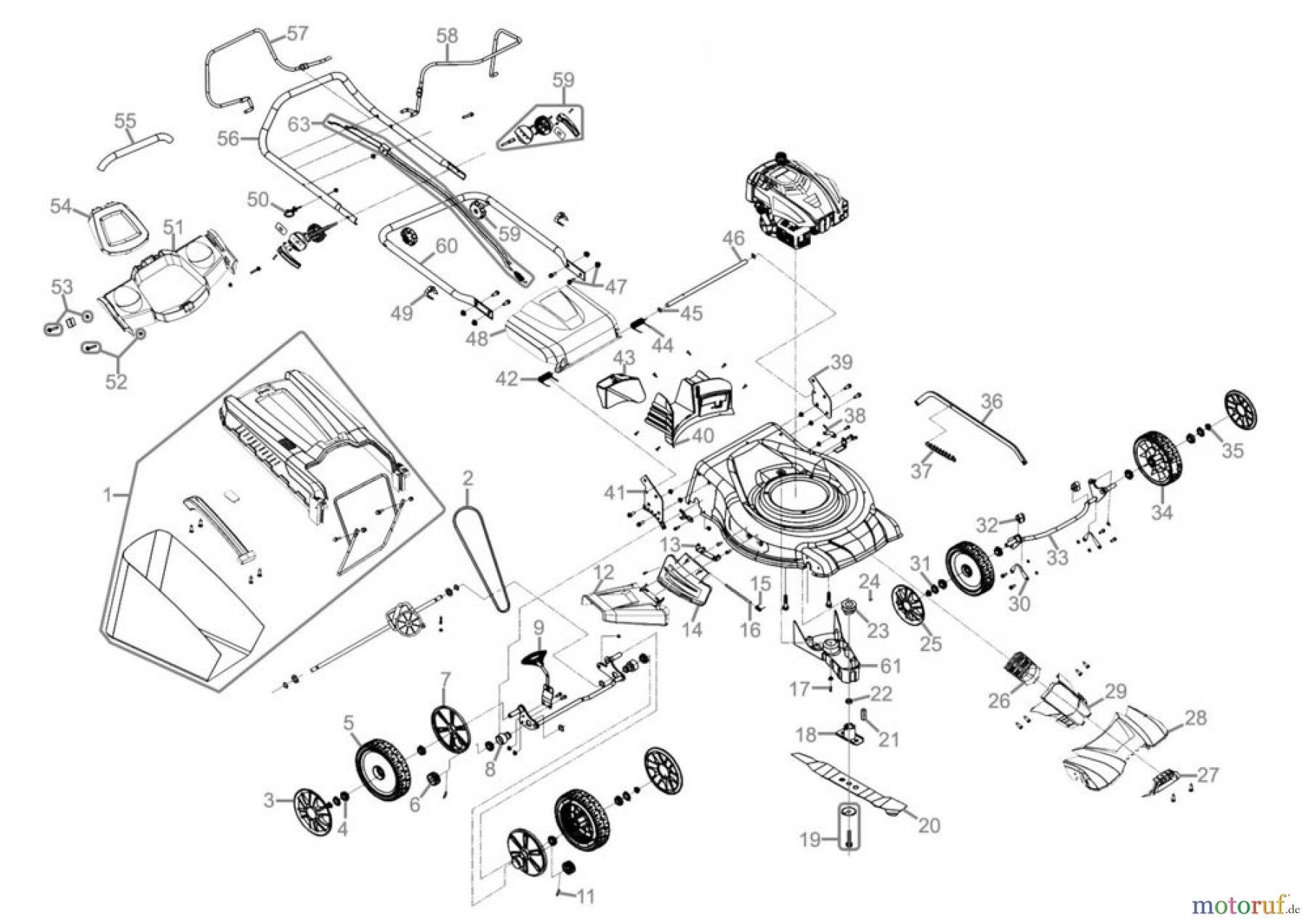 Güde Gartentechnik Rasenmäher Benzin-Rasenmäher Schnittbreite ab 50 cm RASENMÄHER BIG WHEELER 510/2 8IN1 - 95398 FSL95398-01 Seite 1
