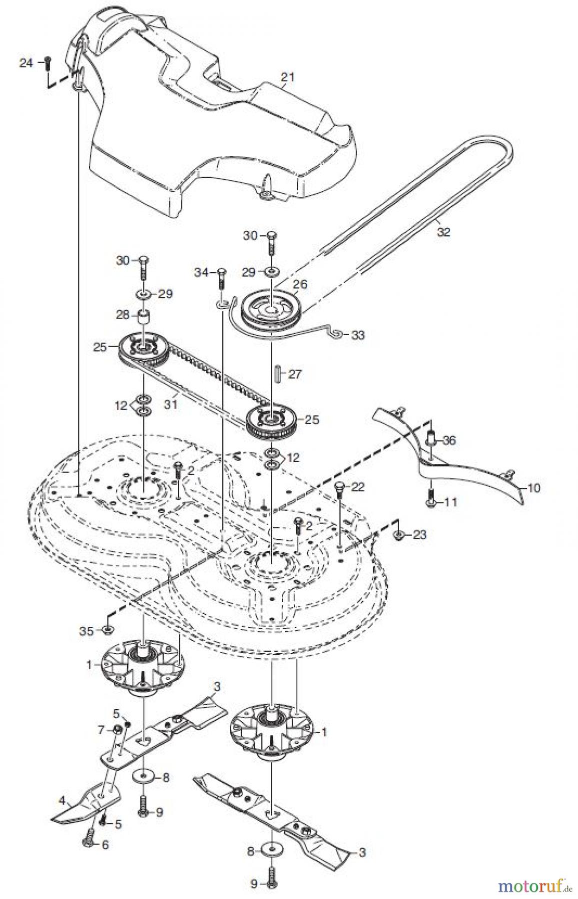 Global Garden Products GGP Frontmäher X1 2008 MÄHWERK TRANSMISSION MESSER