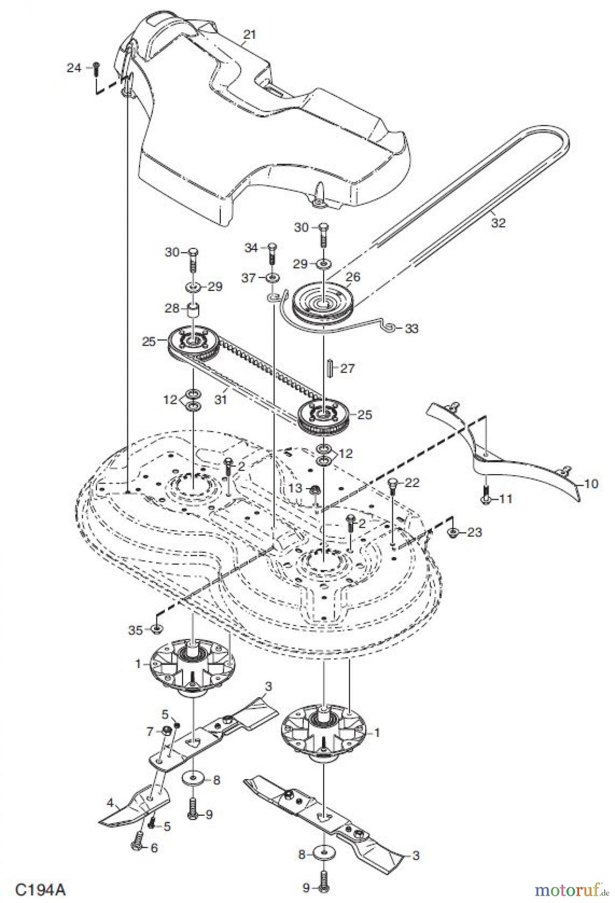 Global Garden Products GGP Frontmäher X1 2009 MÄHWERK TRANSMISSION MESSERN